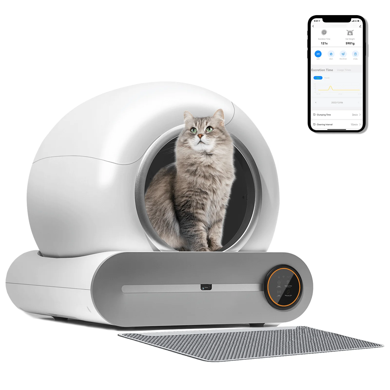 Automatic Cat Litter Box , Suitable For 1-3 Cats, Self-cleaning 65l+9l Large Capacity Cleaning Robot, App Control/odor Removal/safety Protection Smart Cat Litter Box