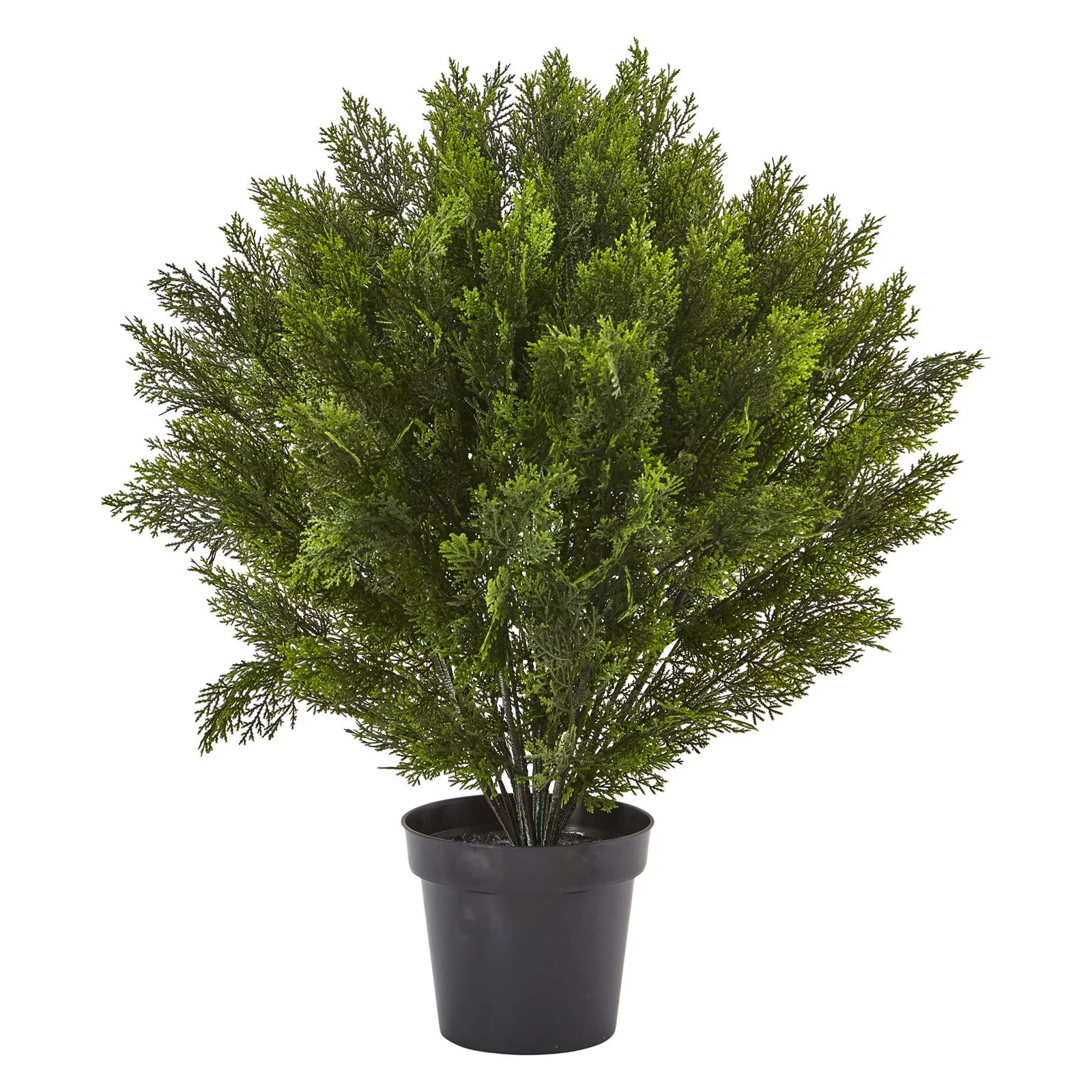 Nearly Natural 3'H Artificial Cedar Bush With Pot, Green/Black