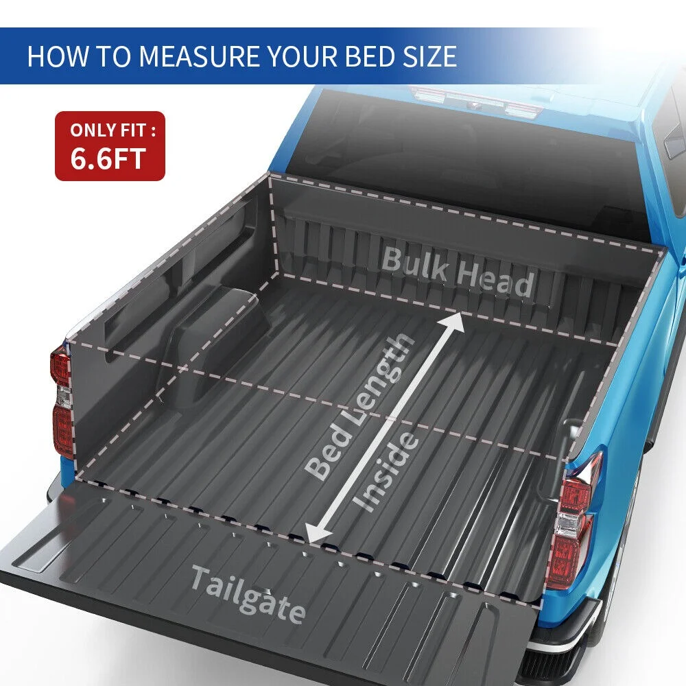 Ledkingdomus 6.6ft Fold Tonneau Cover Soft Truck Bed Cover for 2014-2019 Chevy Silverado/GMC Sierra 1500