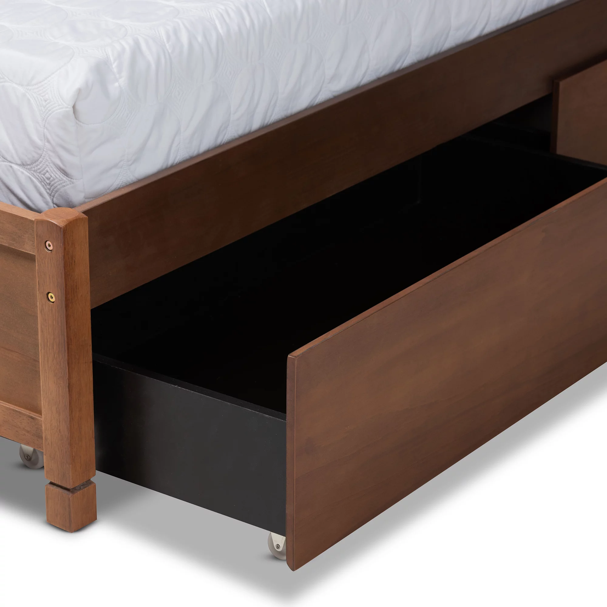 Baxton Studio Saffron Modern and Contemporary Walnut Brown Finished Wood Full Size 4-Drawer Platform Storage Bed