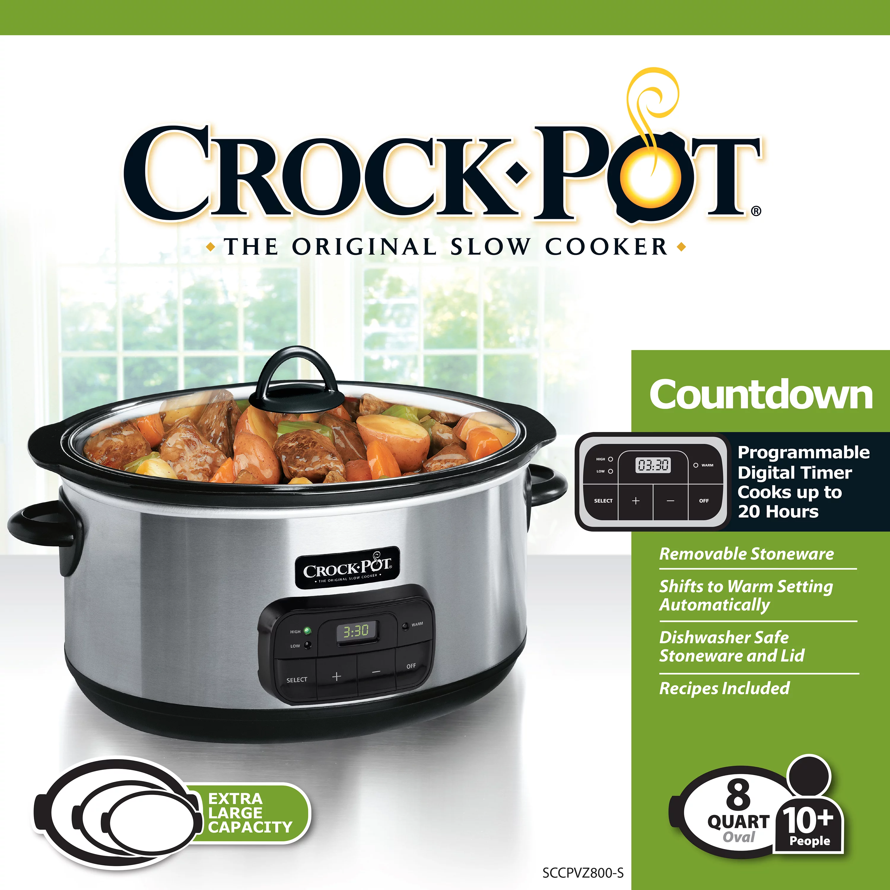 Crock-Pot 8 Quart Programmable Stainless Steel Slow Cooker