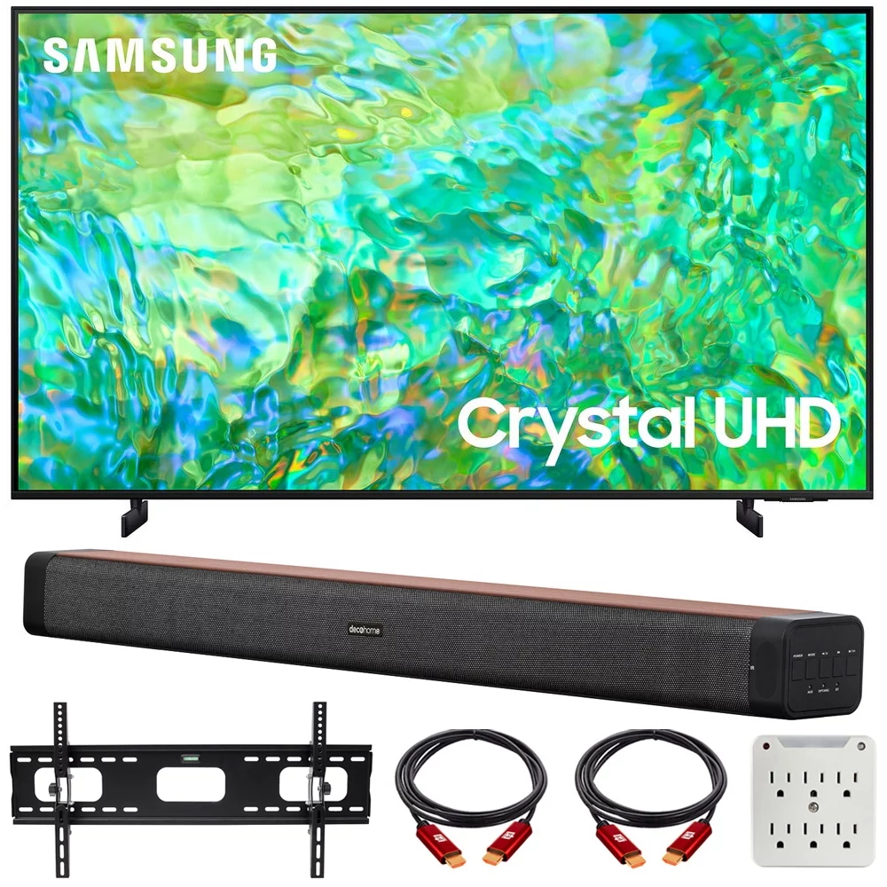 Samsung UN55CU8000 55 inch Crystal UHD 4K Smart TV Bundle with Deco Home 60W 2.0 Channel Soundbar, 37