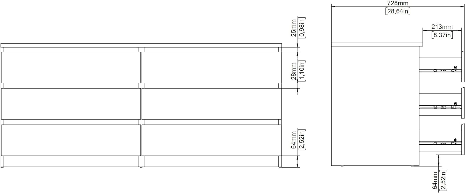 ONKER Scottsdale 6 Drawer Double Dresser, White High Gloss
