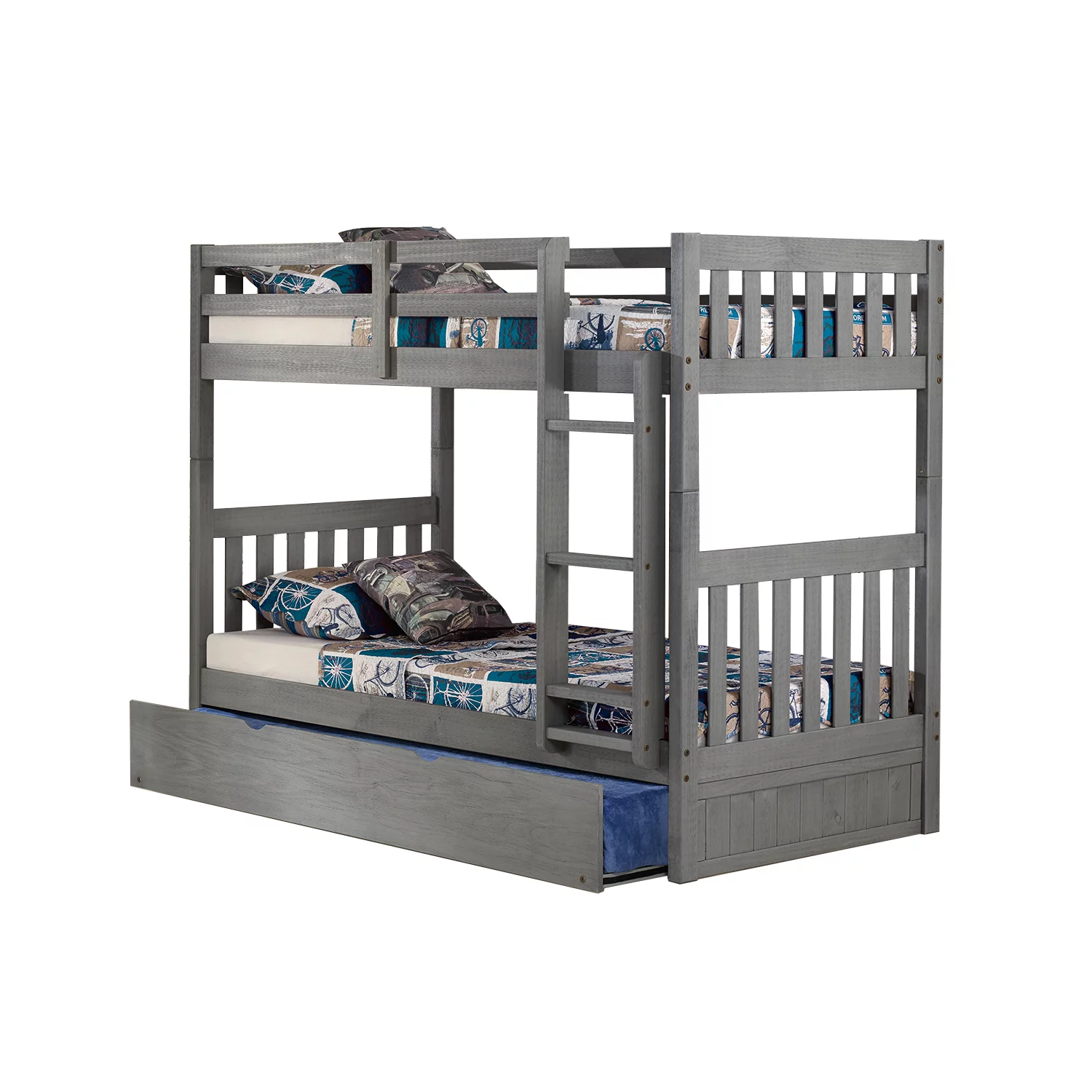 Solid Pine Twin/Twin Bunk Bed with Twin Trundle