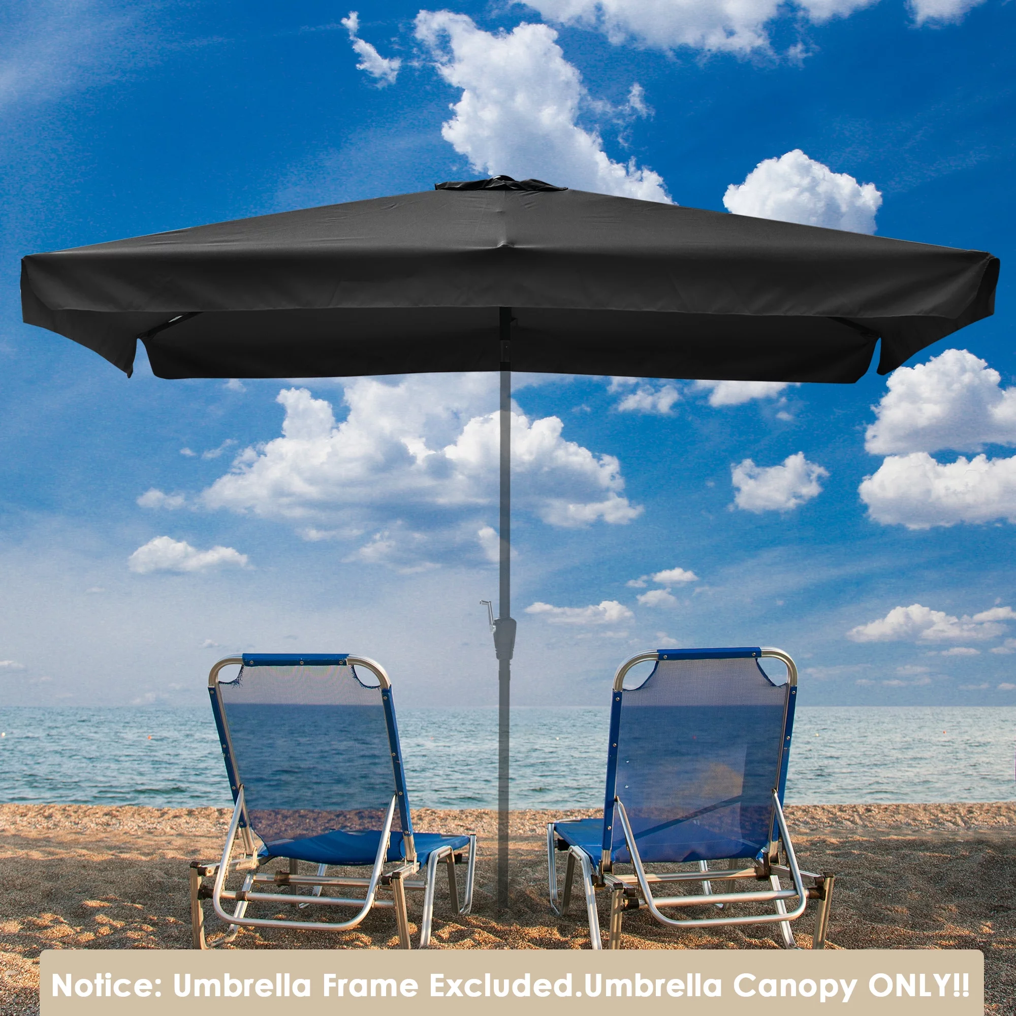 Yescom 10x6.5 Ft Patio Umbrella Replacement Canopy with Valance Outdoor Beach Deck