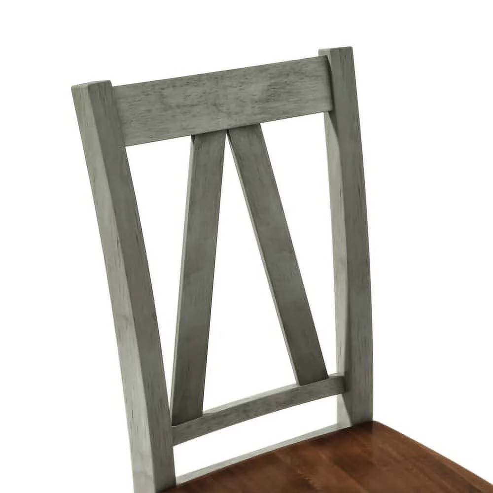 Churanty Wood Farmhouse Dining Table Set for 6 Kitchen Rectangle Table with Long Bench and 4 Dining Chairs, Walnut+Gray