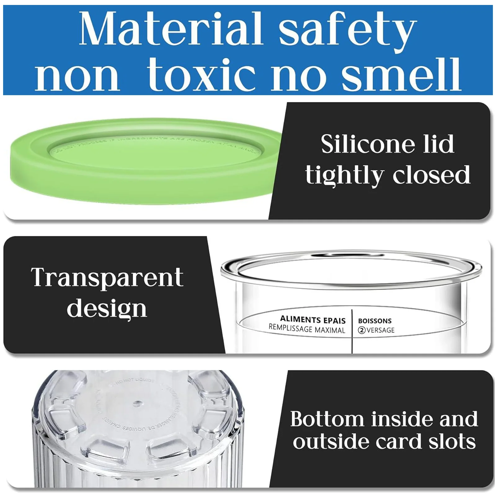 Containers Replacement for Ninja Creami Pints and Lids - 4 Pack, 24oz Cups Compatible with Ninja NC501 NC500 Creami Deluxe Ice Cream Makers - Airtight Anti-slip BPA-Free Dishwasher Safe