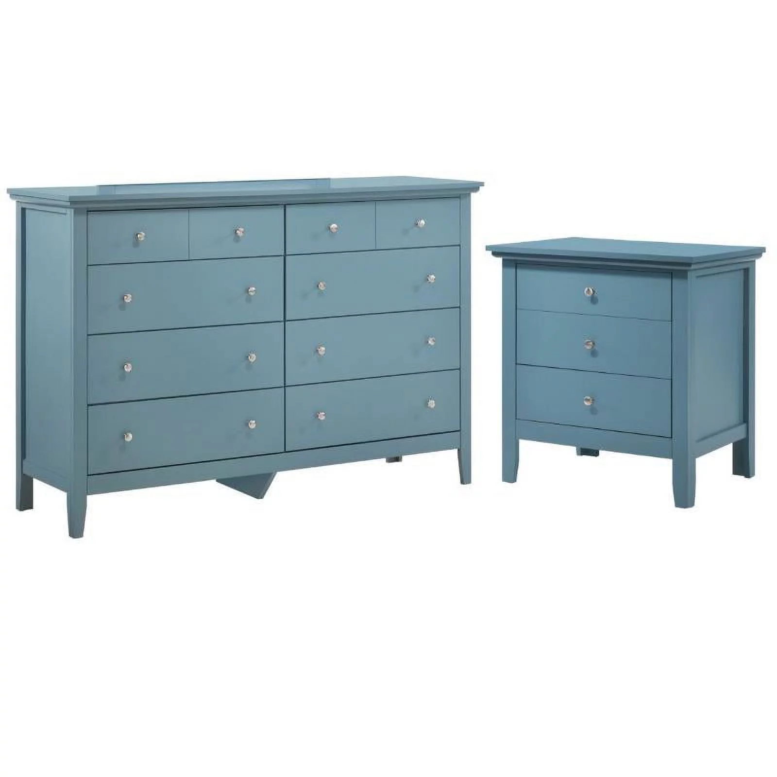 Home Square 2-Piece Set with 8-Drawer Dresser and 3-Drawer Nightstand in Teal
