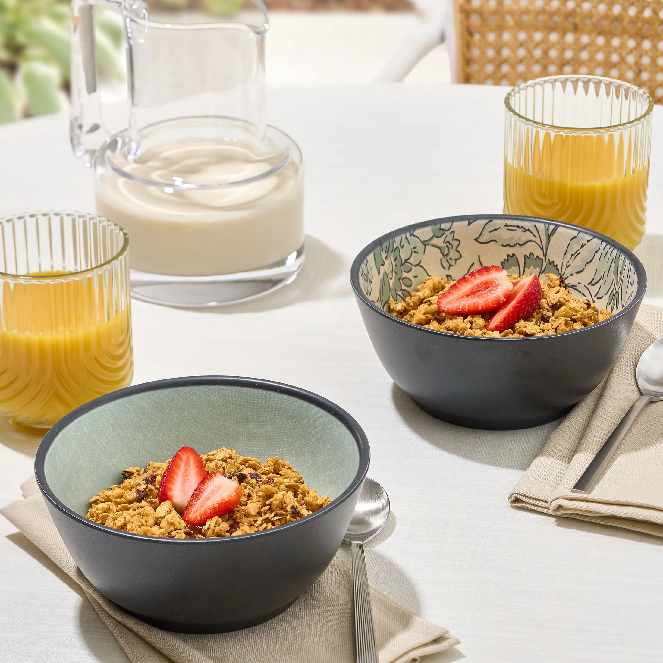 Better Homes & Garden 12-Pack Bamboo Melamine Dinnerware Set, Botanical and Linen Print