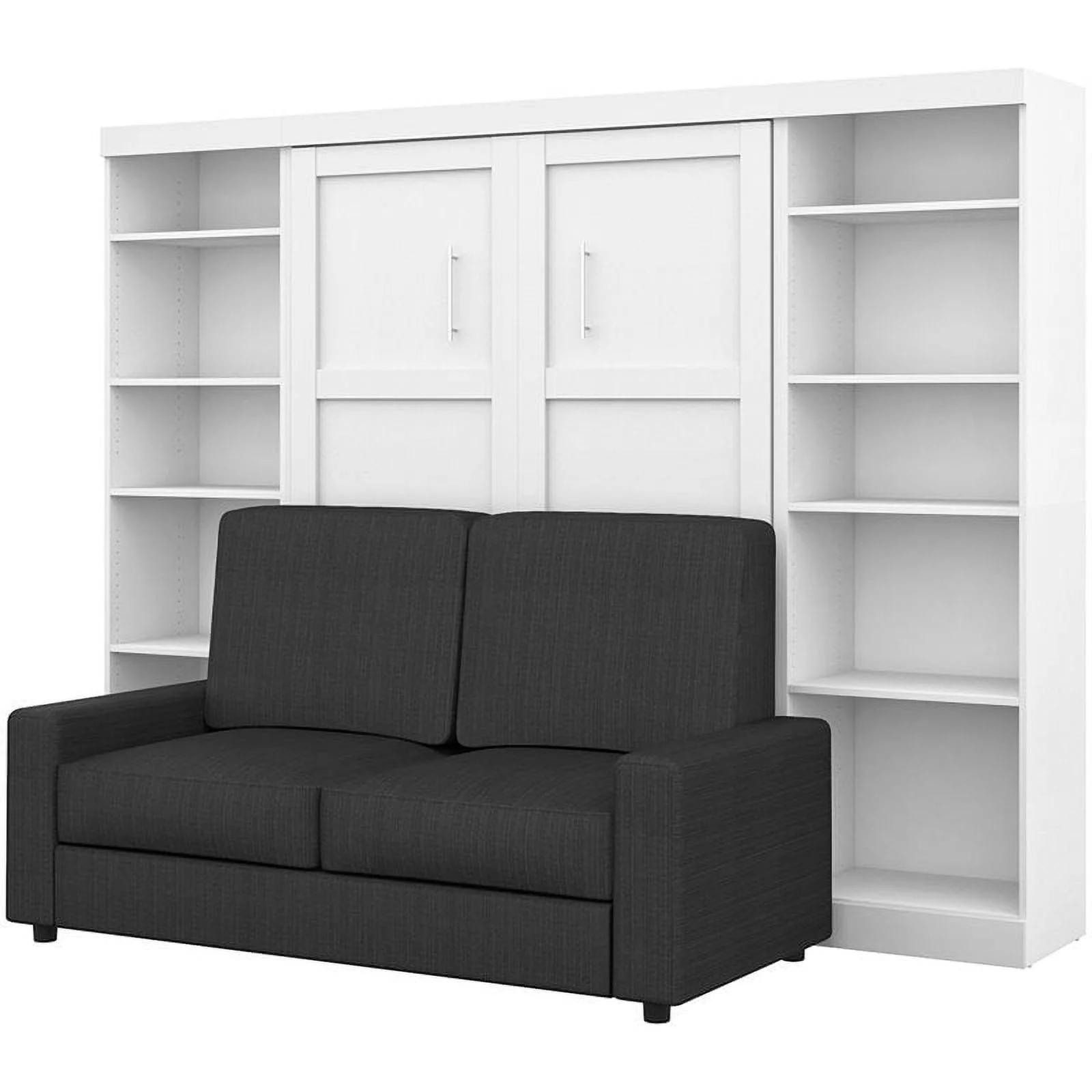 Atlin Designs 4 Piece Full Wall Bed Set in White and Gray