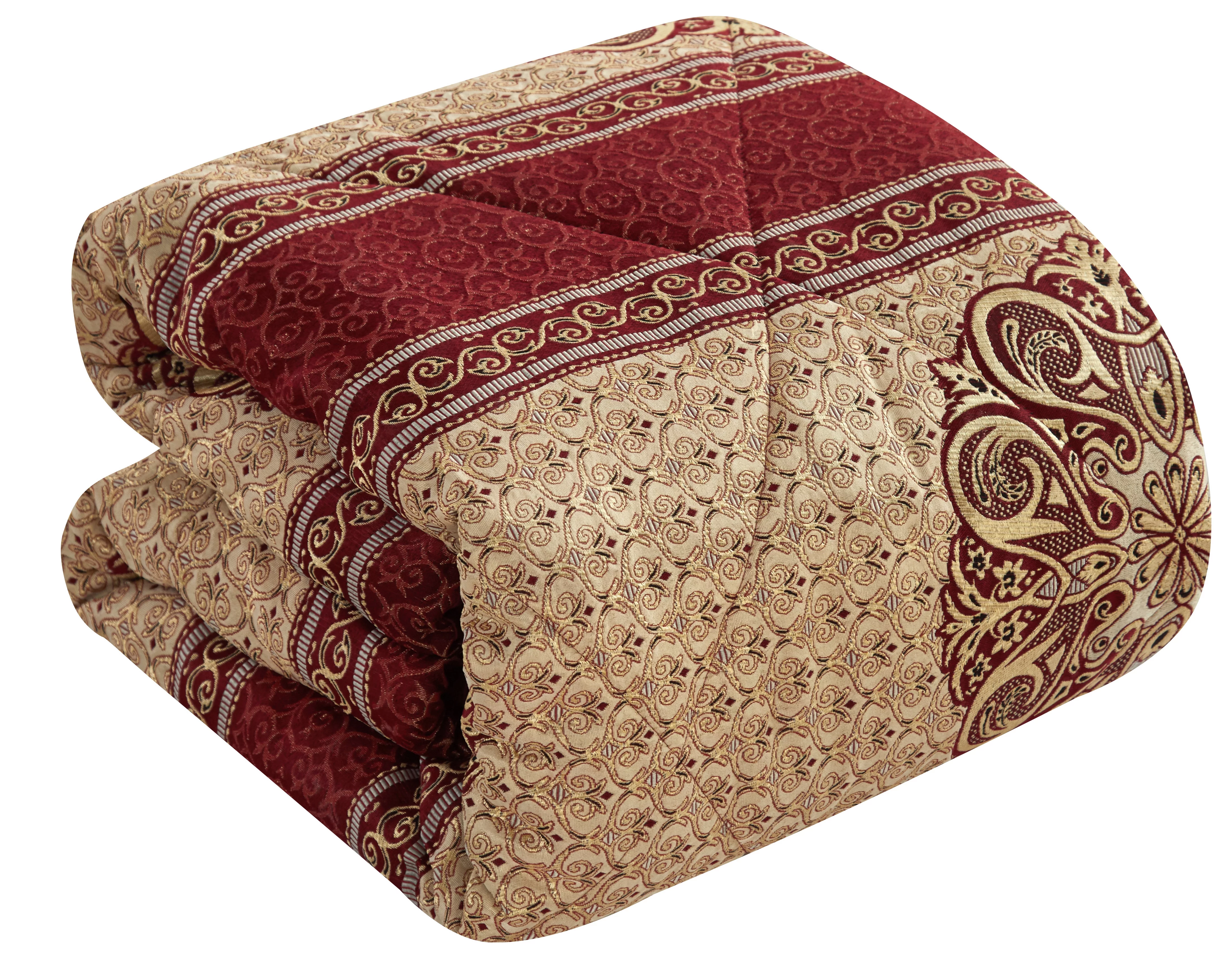 Lanco 7 Piece Comforter Sets, Burgundy Bedding Sets, Queen Size with Shams, Bed Skirt, Elegant