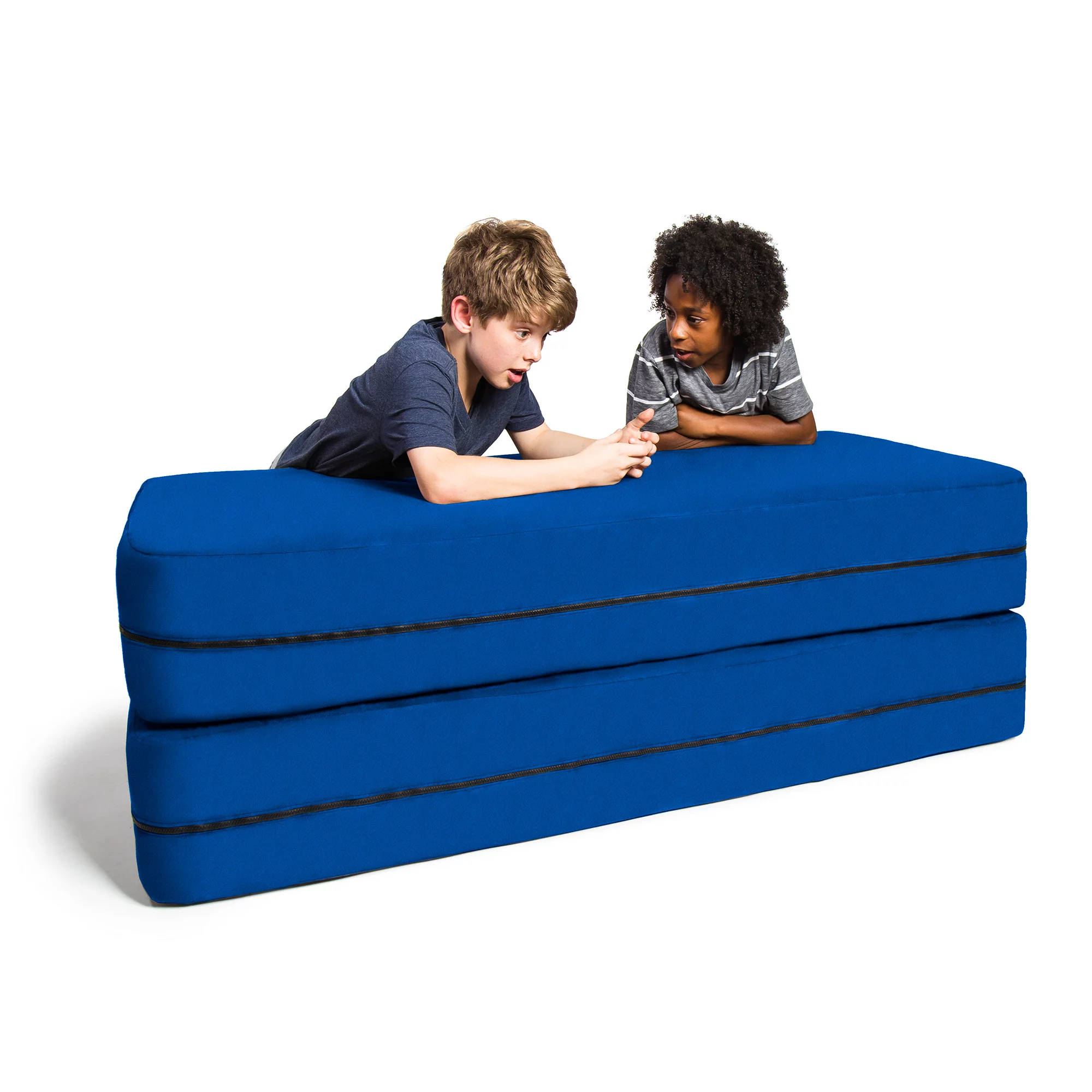Jaxx Zipline Sofa Large Ottoman 3 in 1 Fold Out Big Kids Edition, Blueberry