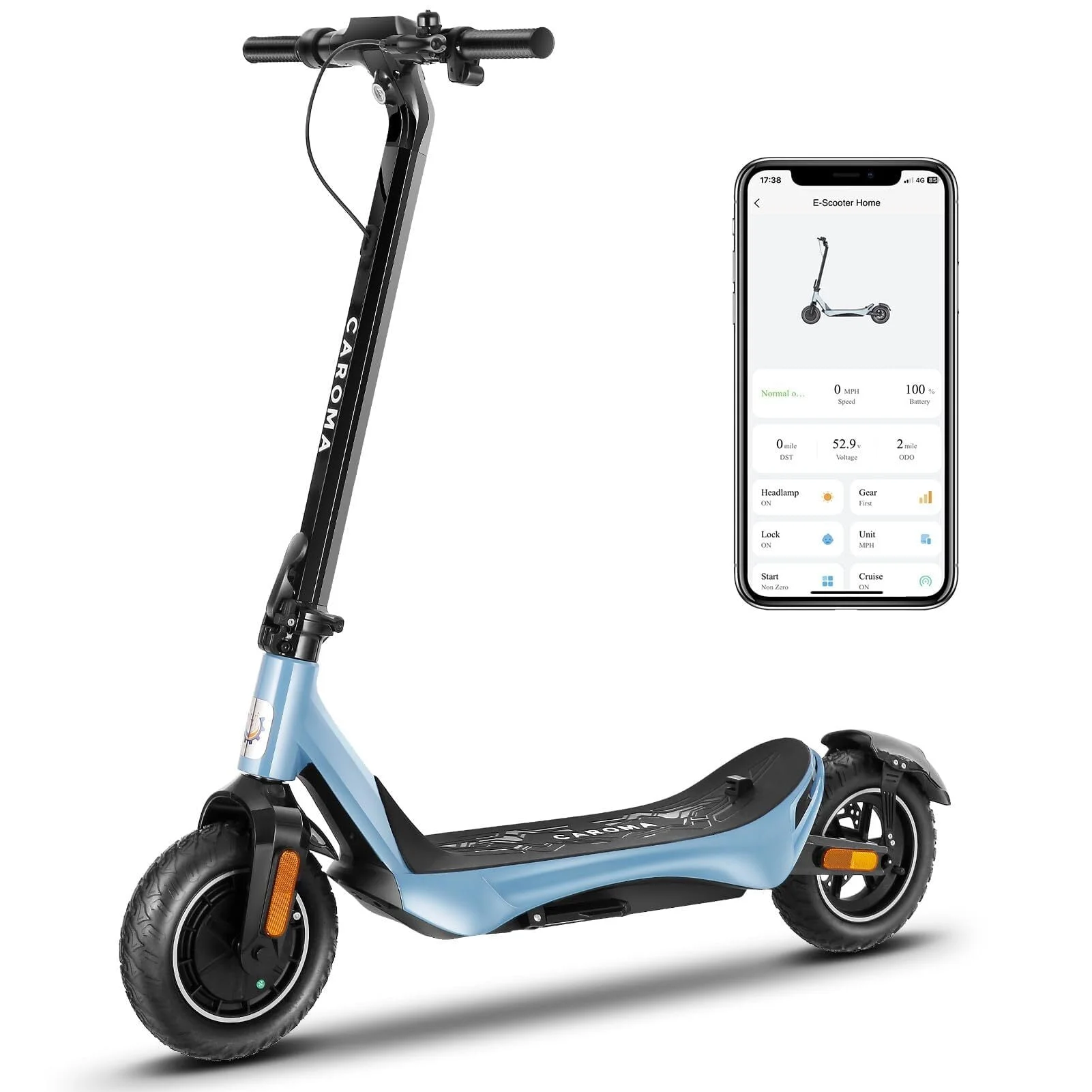 Caroma Electric Scooter for Adults, 800W Peak Motor, 30 Miles Range, Max 25 Mph, 10