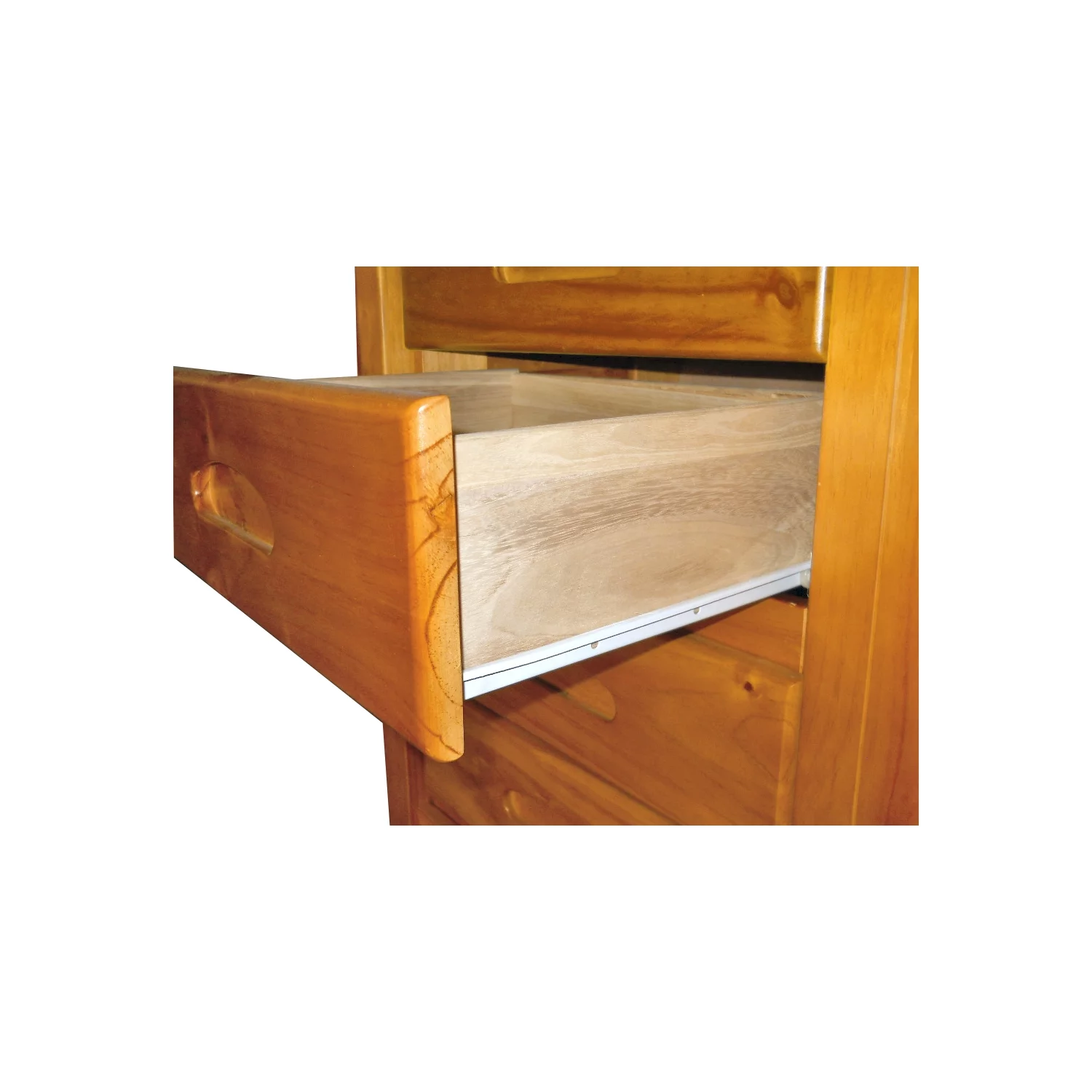 American Furniture Classics Model 82155 Solid Pine Five Drawer Chest in Warm Honey