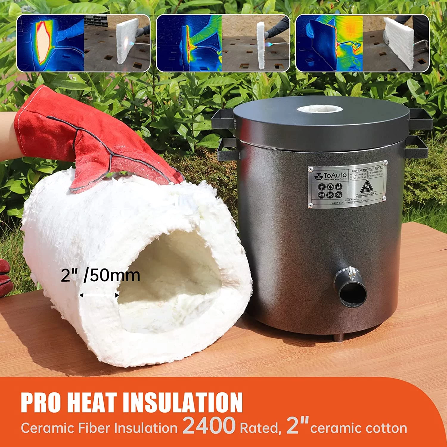 TOAUTO 6KG Propane Melting Furnace Kit,Home Stove Kiln Casting Tool for Scrap Metal Recycle Gold Silver Copper Aluminum