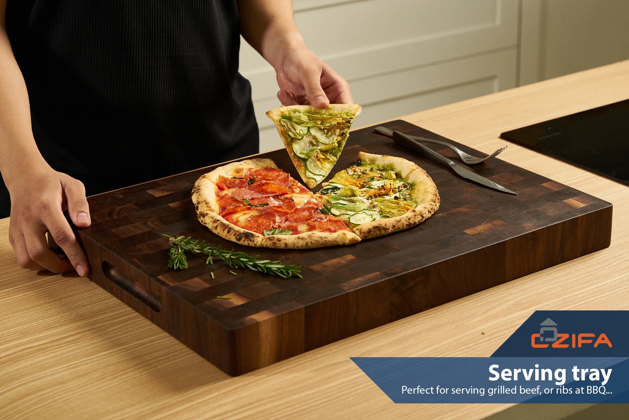 Cozifa Walnut Wood Cutting Board, Oil Wax Finished, Gift Box, 17x12x1.6-in