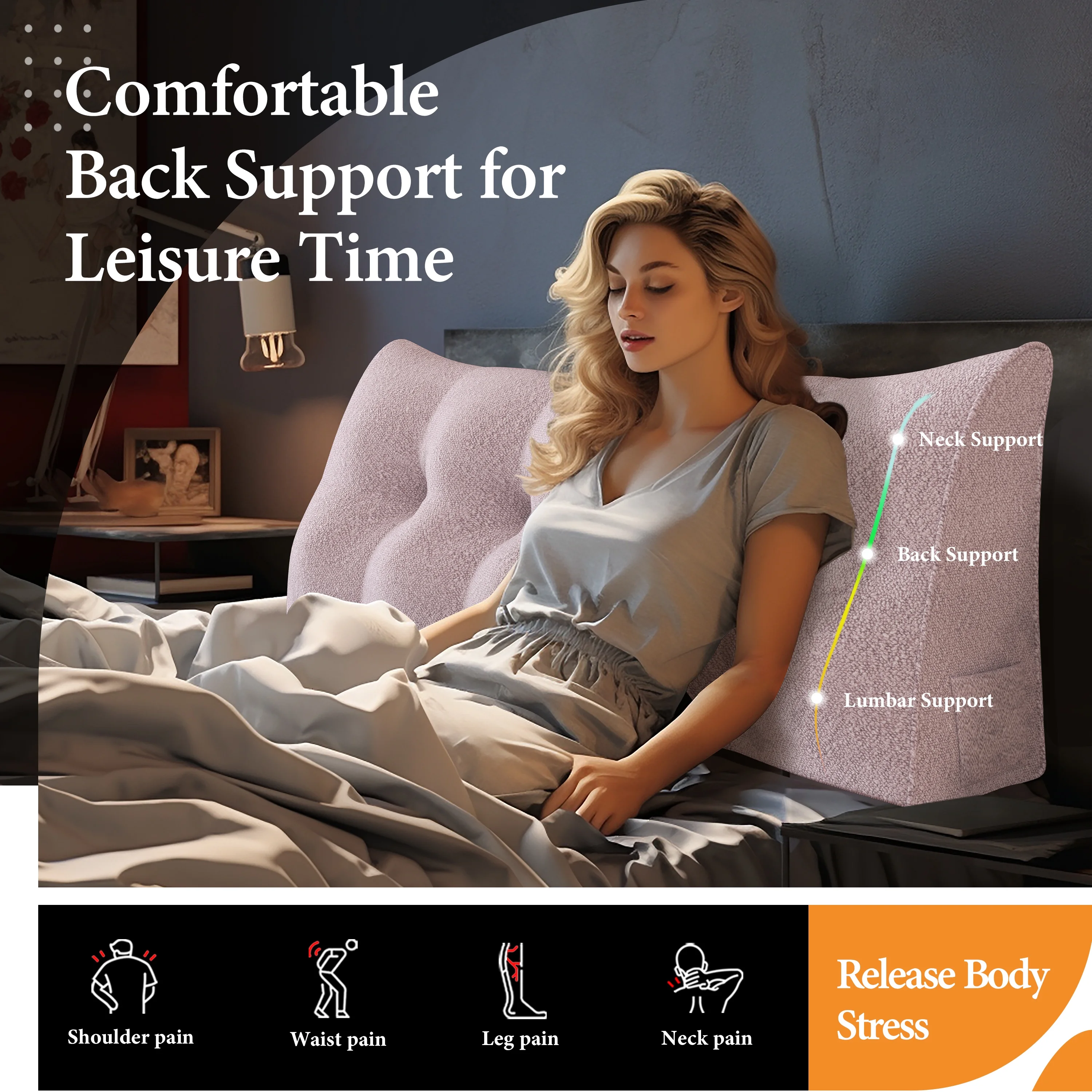 Rounuo Triangle Reading Pillow Full Size XXL Wedge Headboard Extra Large Back Support Pillow for Sitting up in Bed Daybed Bolster Backrest Cushion Velvet Pink