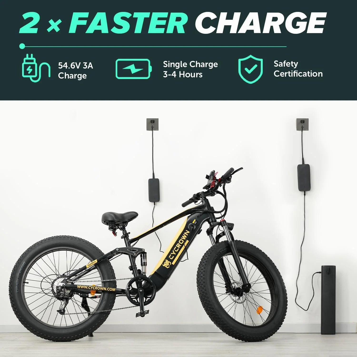 CYCROWN CycUltra-W Electric Bike for Adults, 1000W Powerful Motor 75Miles Ebike, 9 Speed Ebike, 26