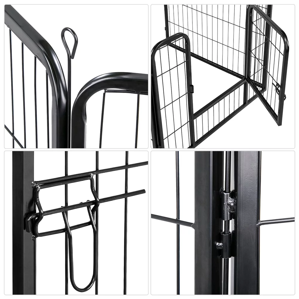 Topeakmart 6 Panels Heavy Duty Pet Playpen Dog Exercise Pen Cat Fence, 23.6''H, Black