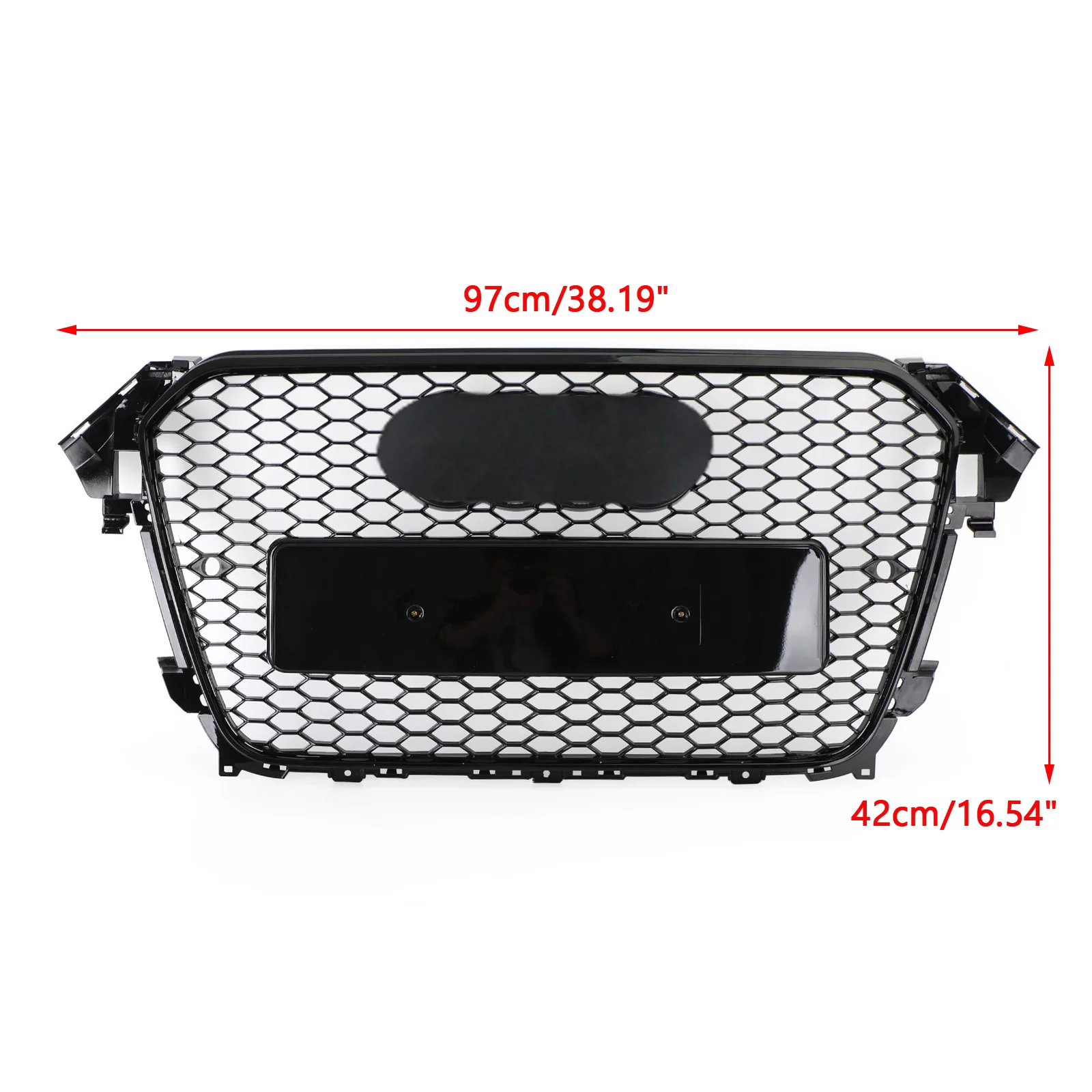 RS4 Style Mesh Front Bumper Grille Grill fit for Audi A4 S4 2013-2016 Gloss Black