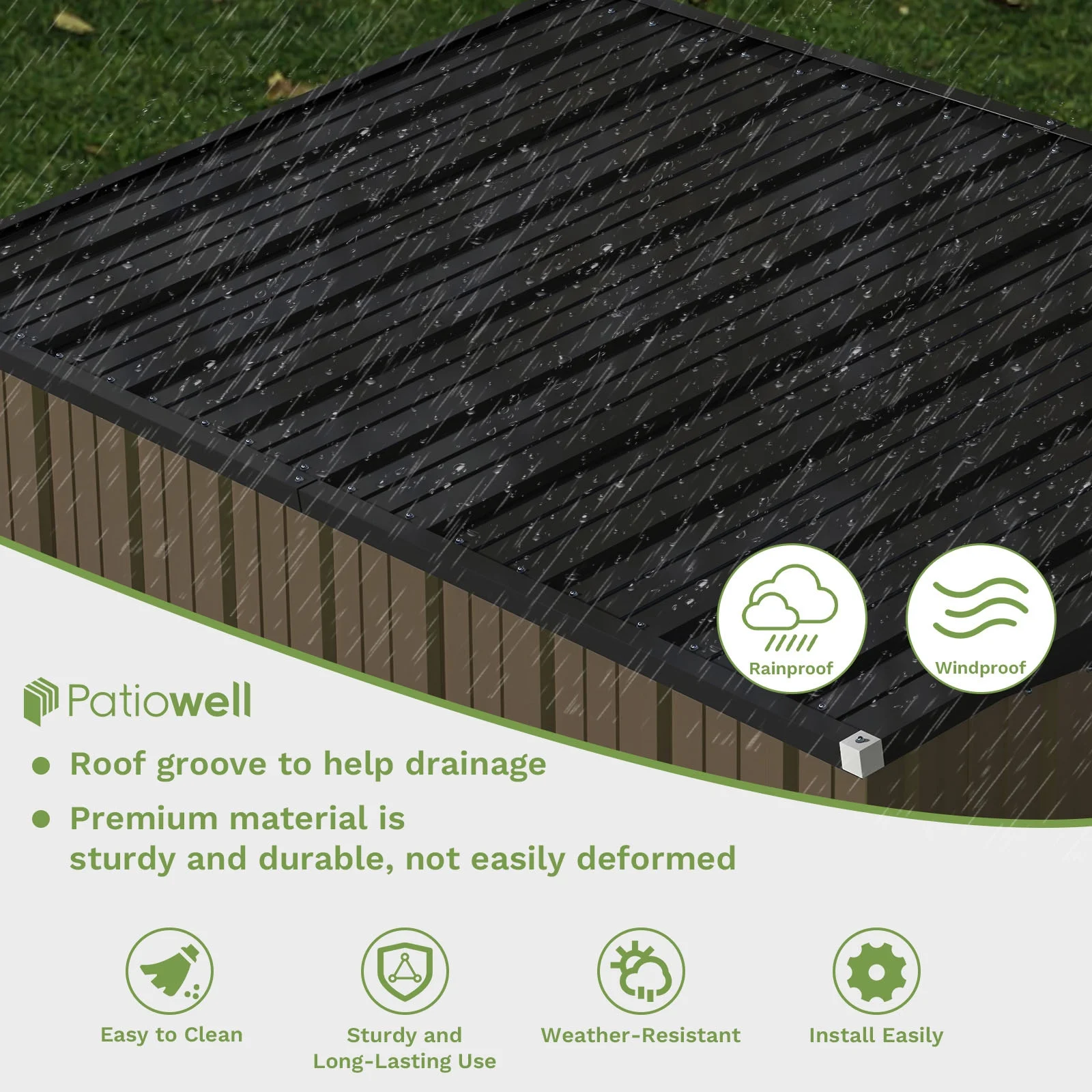 Patiowell 6x4 FT Outdoor Storage Shed, Metal Sheds with Double Lockable Doors for Lawn, Brown