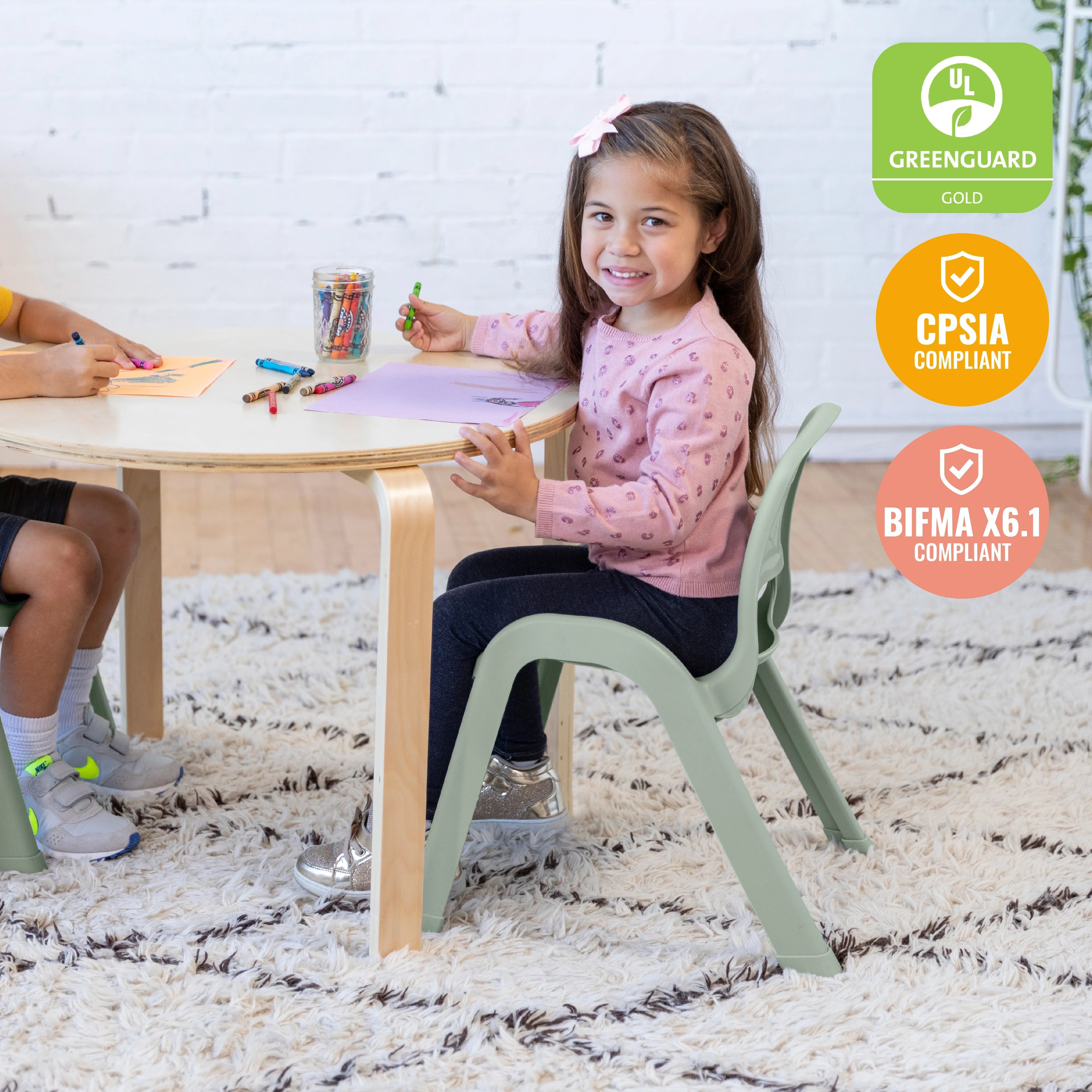 ECR4Kids SitRight Chair, Classroom Seating, Sage, 4-Pack