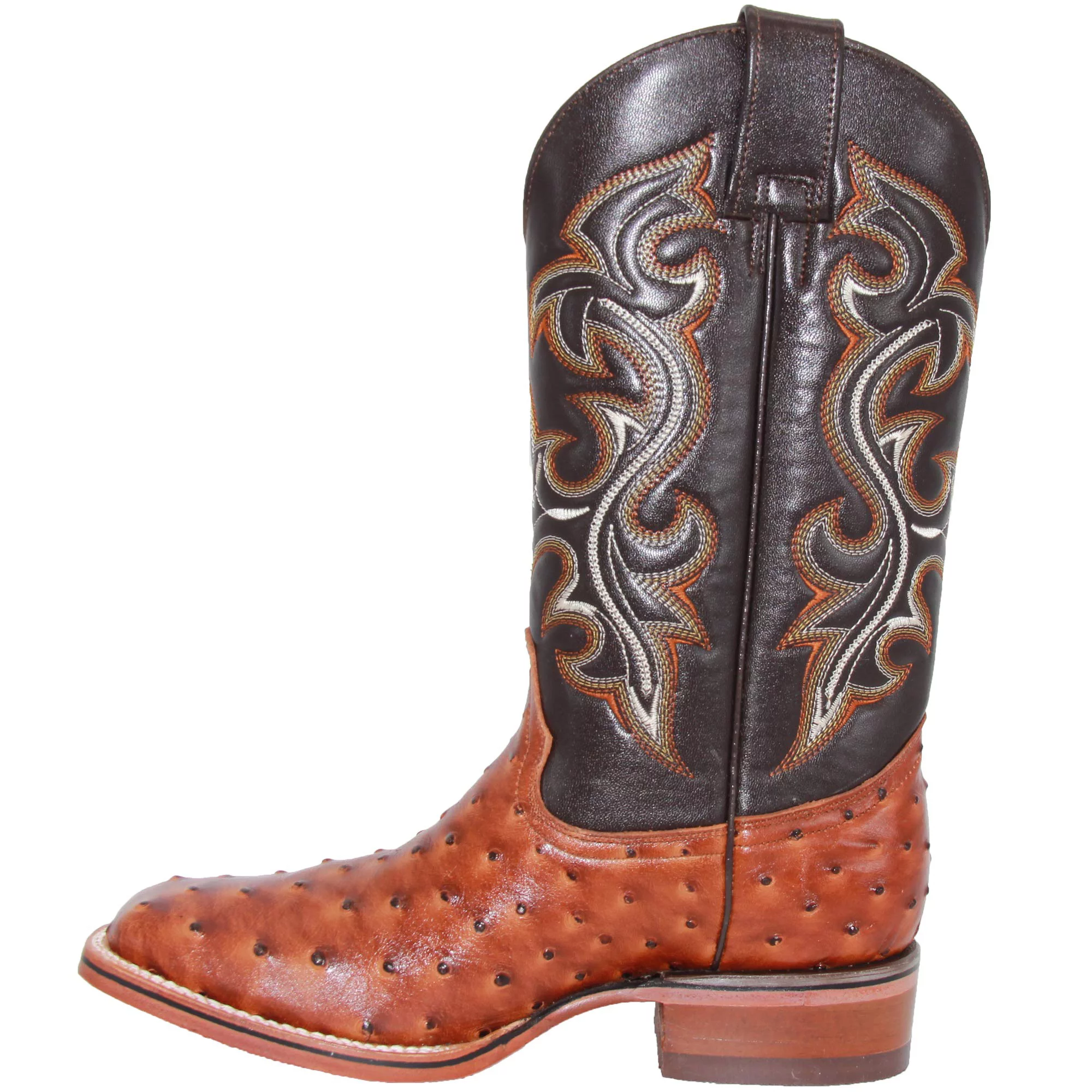 The Western Shops Men’s Genuine Leather Quill Ostrich Print Western Cowboy Square Toe Rodeo Boots