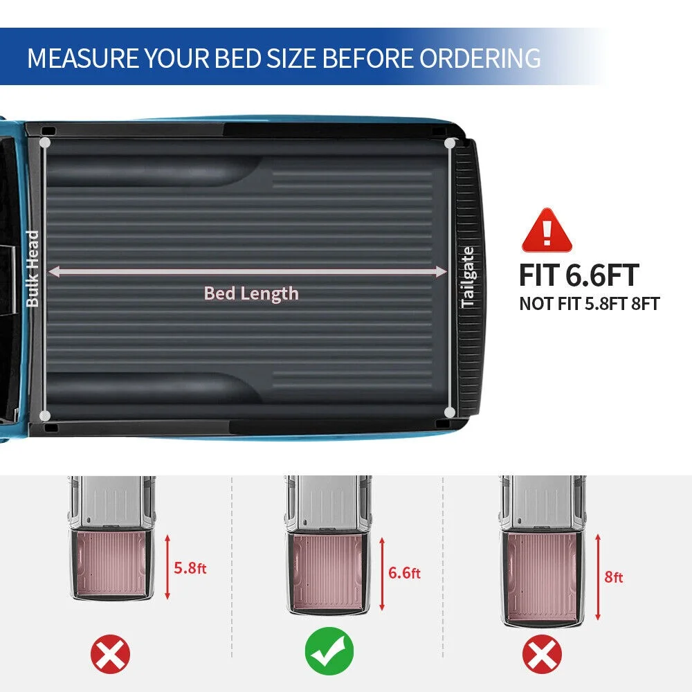 Ledkingdomus 6.6ft Fold Tonneau Cover Soft Truck Bed Cover for 2014-2019 Chevy Silverado/GMC Sierra 1500