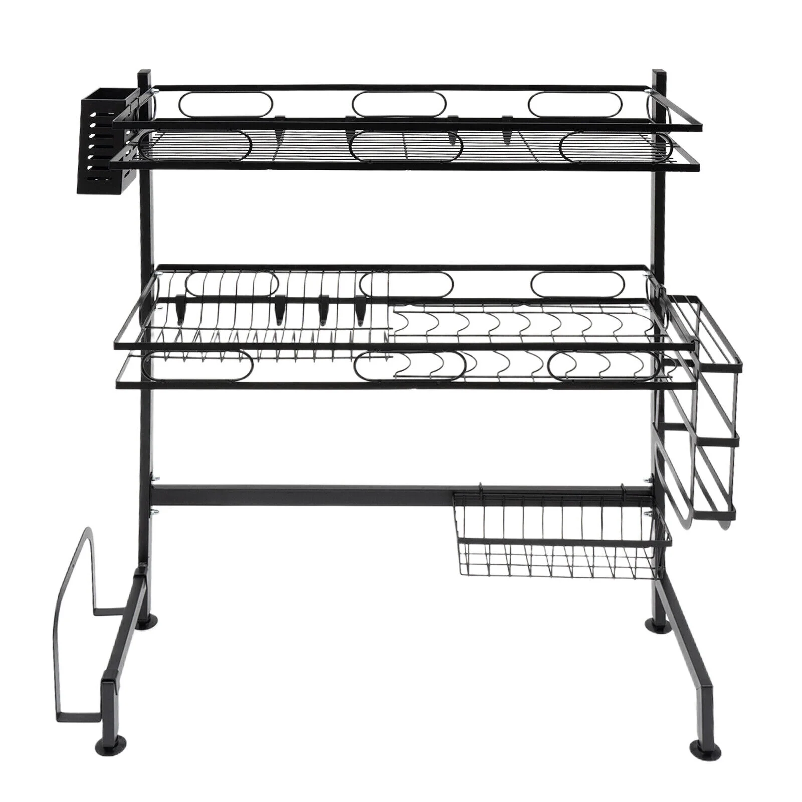 2-tiers Over-the-sink Adjustable Large 24.4'' Dish Drying Rack Large Drainage Multifunctional Kitchen Rack