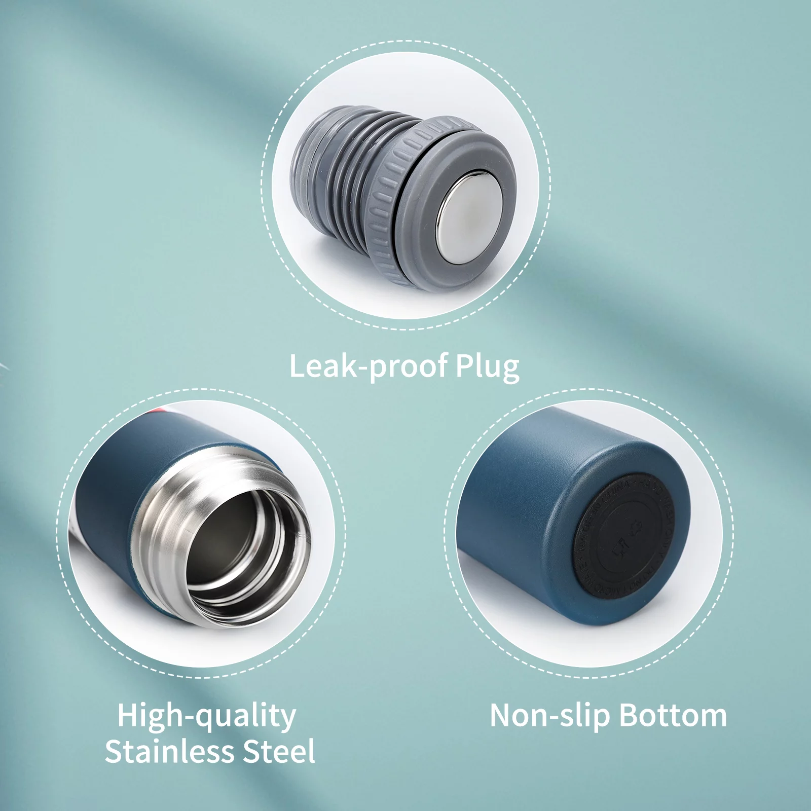 Tomshoo 500mL Insulated Bottle with 2 Extra Cups Stainless Steel Coffee Travel Mug Vacuum Insulation Technology Never Rust or Break Suitable for Gym and Yoga