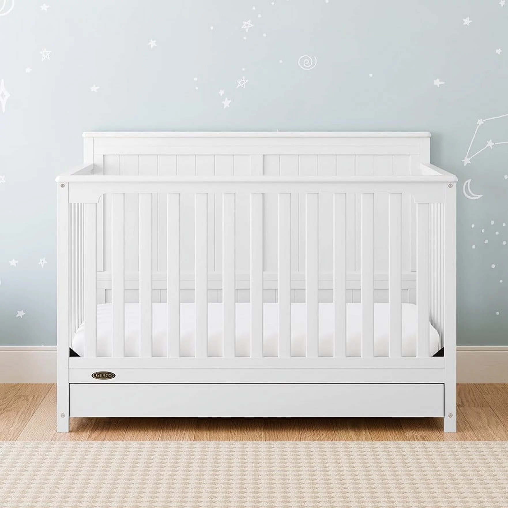 Graco Hadley 5-in-1 Convertible Baby Crib with Drawer, White