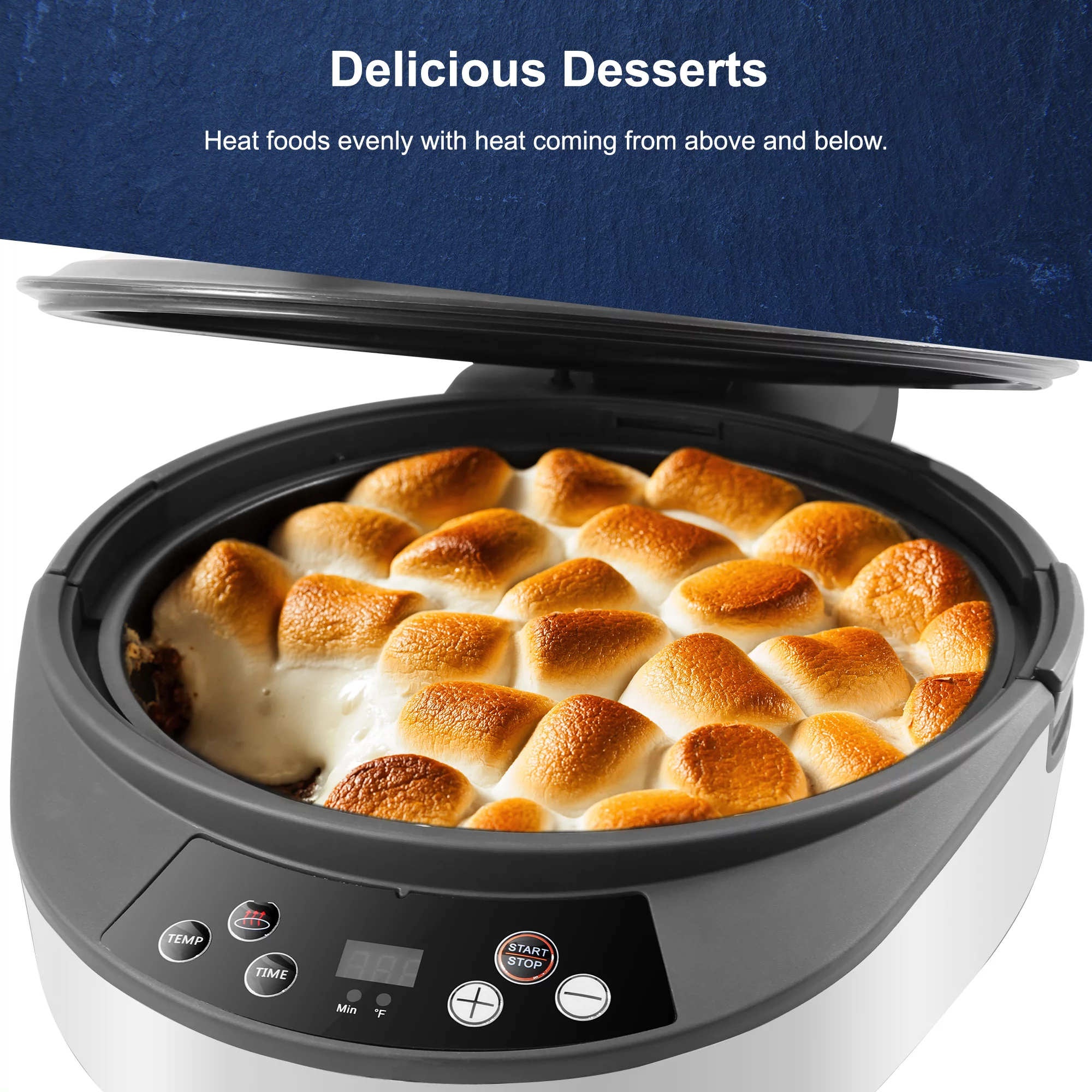 Elite Gourmet EAF5002W Clamshell Air Fryer Dual Heating Oil-Less Healthy Cooker with 5Qt. Capacity,1500-Watts, White