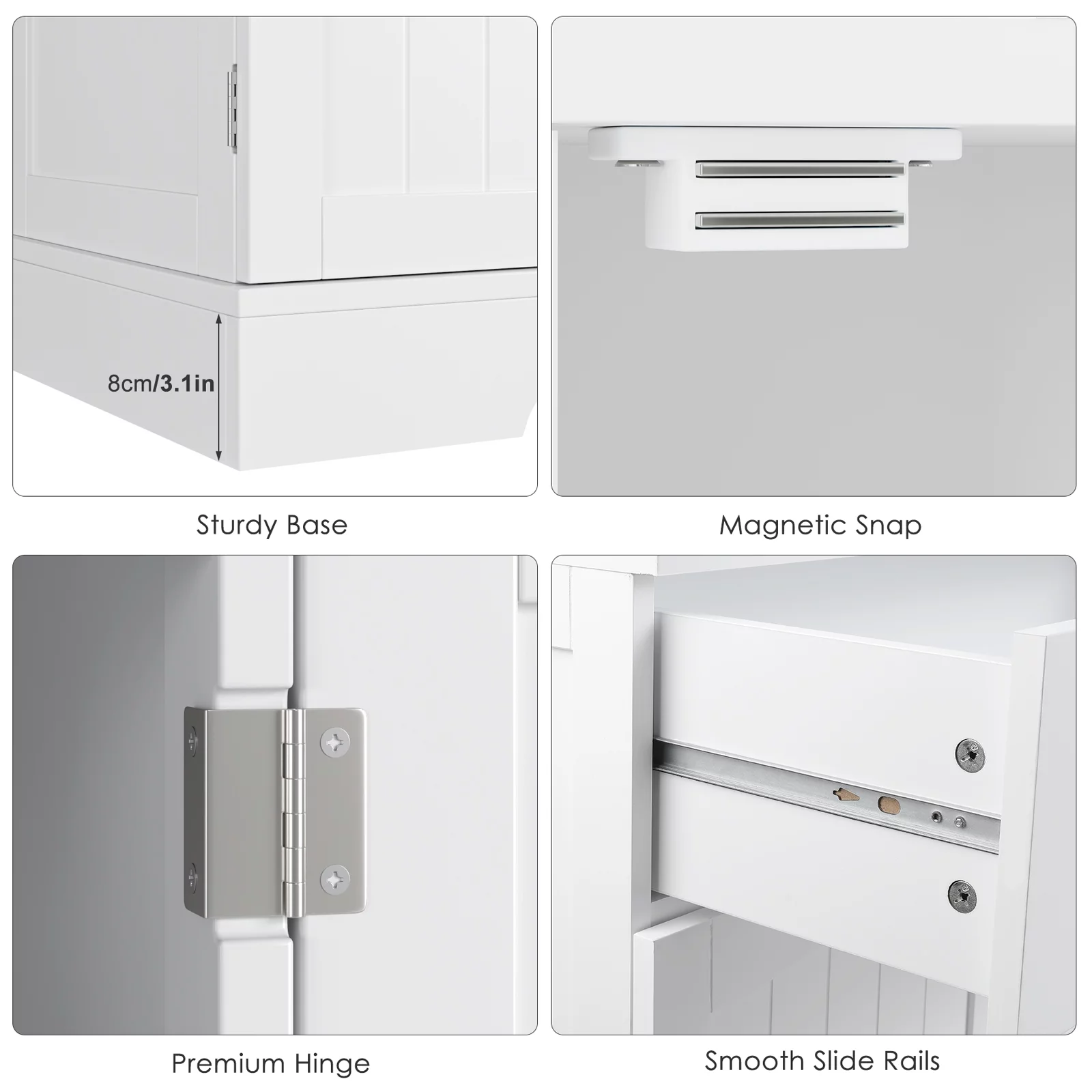 Homfa 70.8'' Kitchen Pantry with 4 Doors, Freestanding Storage Cabinet with Large Drawer for Dining Room, White