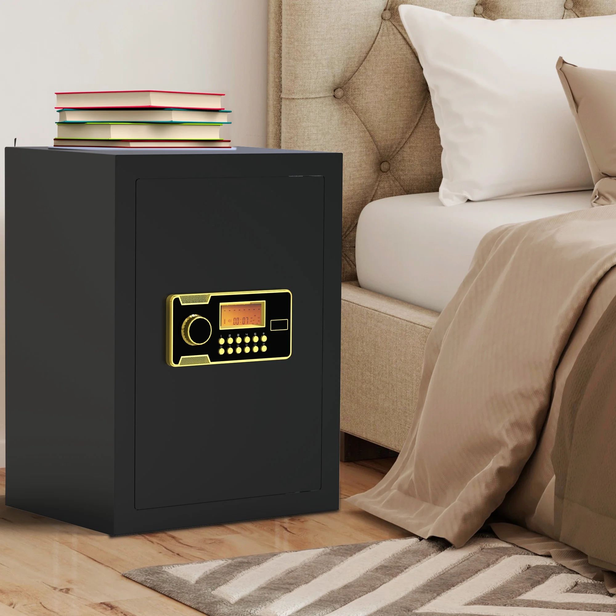 Dextrus Security Safe Box, 2.5 CU.FT Safe Box with Digital Keypad,Fireproof Bag and Adjustable Shelf for Storing Cash, Jewelry, Pistols, Documents in Home & Office & Hotel,15.75