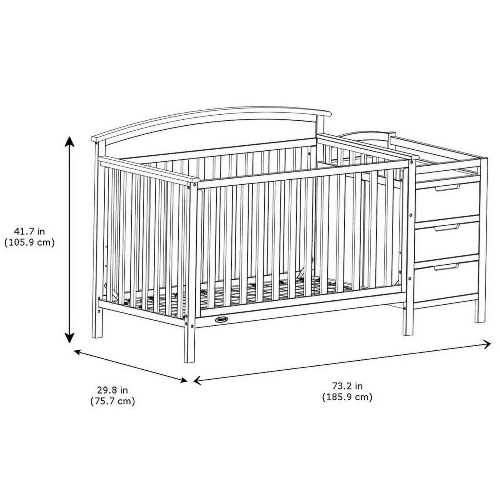 Graco Benton 4-in-1 Convertible Baby Crib and Changer, Black
