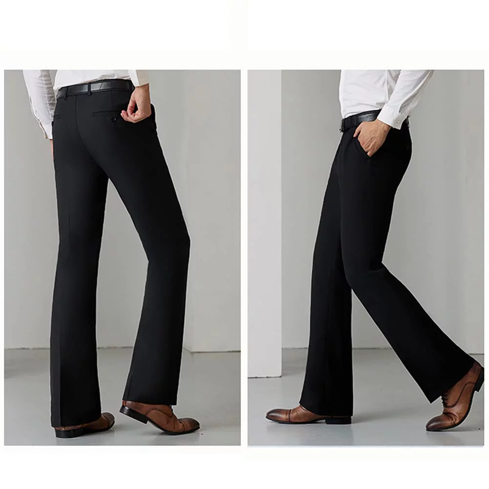 HAORUN Men Bell Bottom Flared Pants Slim Fit Vintage 60s 70s Formal Dress Bootcut Trousers