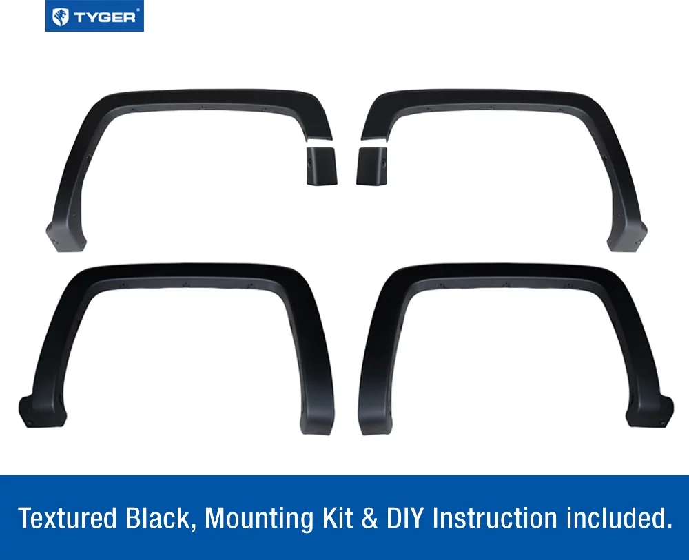 Tyger Auto TG-FF6C4368 2014-2018 Chevy Silverado 1500 2500 3500 | Matte Black Fine-Textured Factory Style Fender Flare Set, 6 Piece