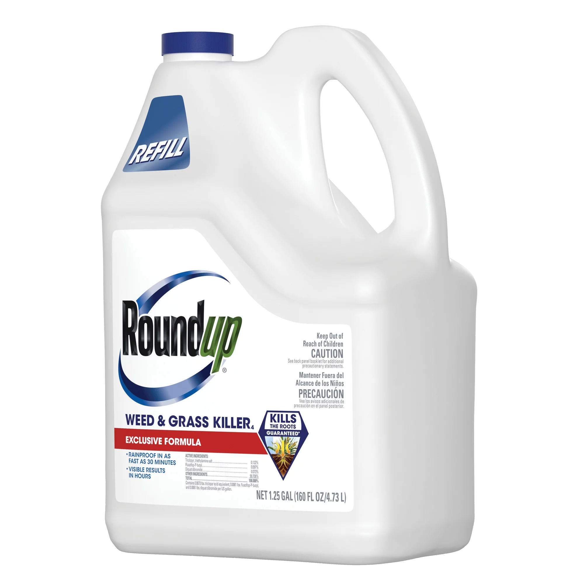 Roundup Weed & Grass Killer₄ Refill, Use in Flower Beds, Around Trees & More, 1.25 gal.