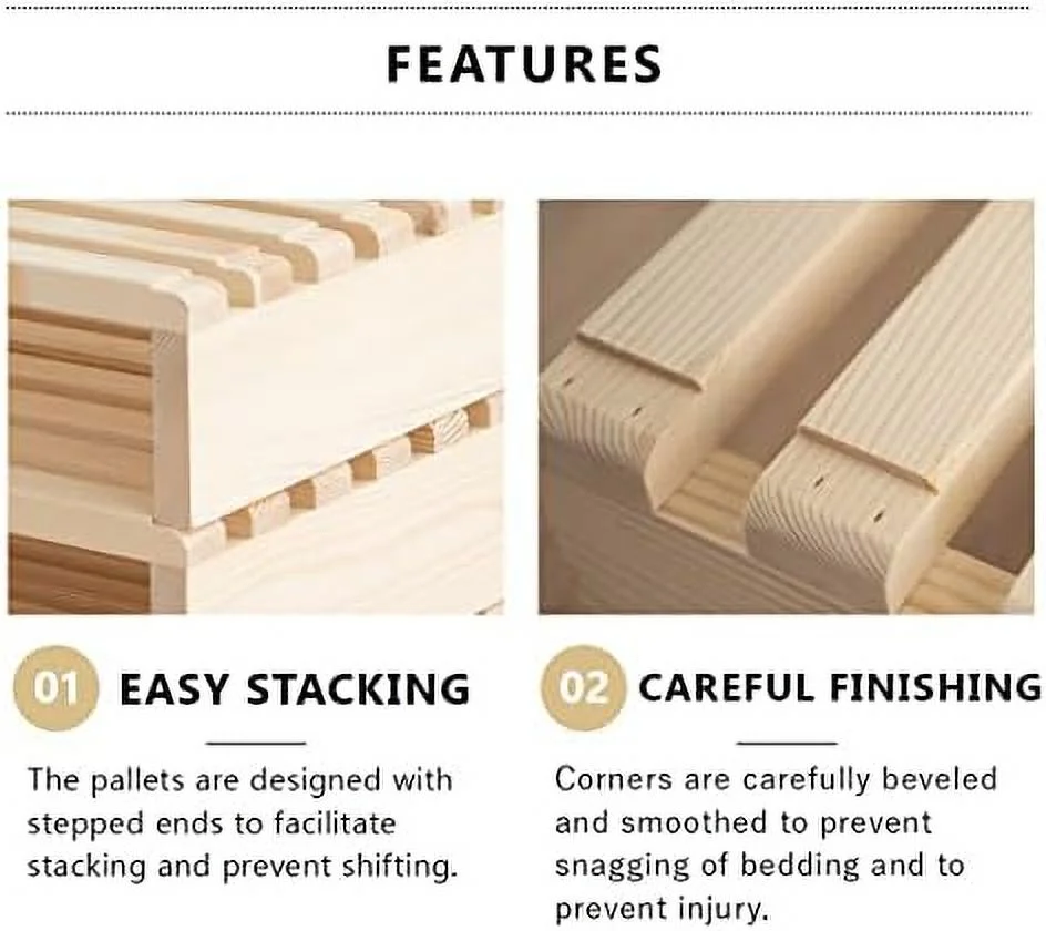 HBBOOMLIFE Pallet Bed Slats Headboard 2-Piece Set (Twin) Pine Wood Natural  Japanese Futon Mattress Floor Sleeping Tatami Mat