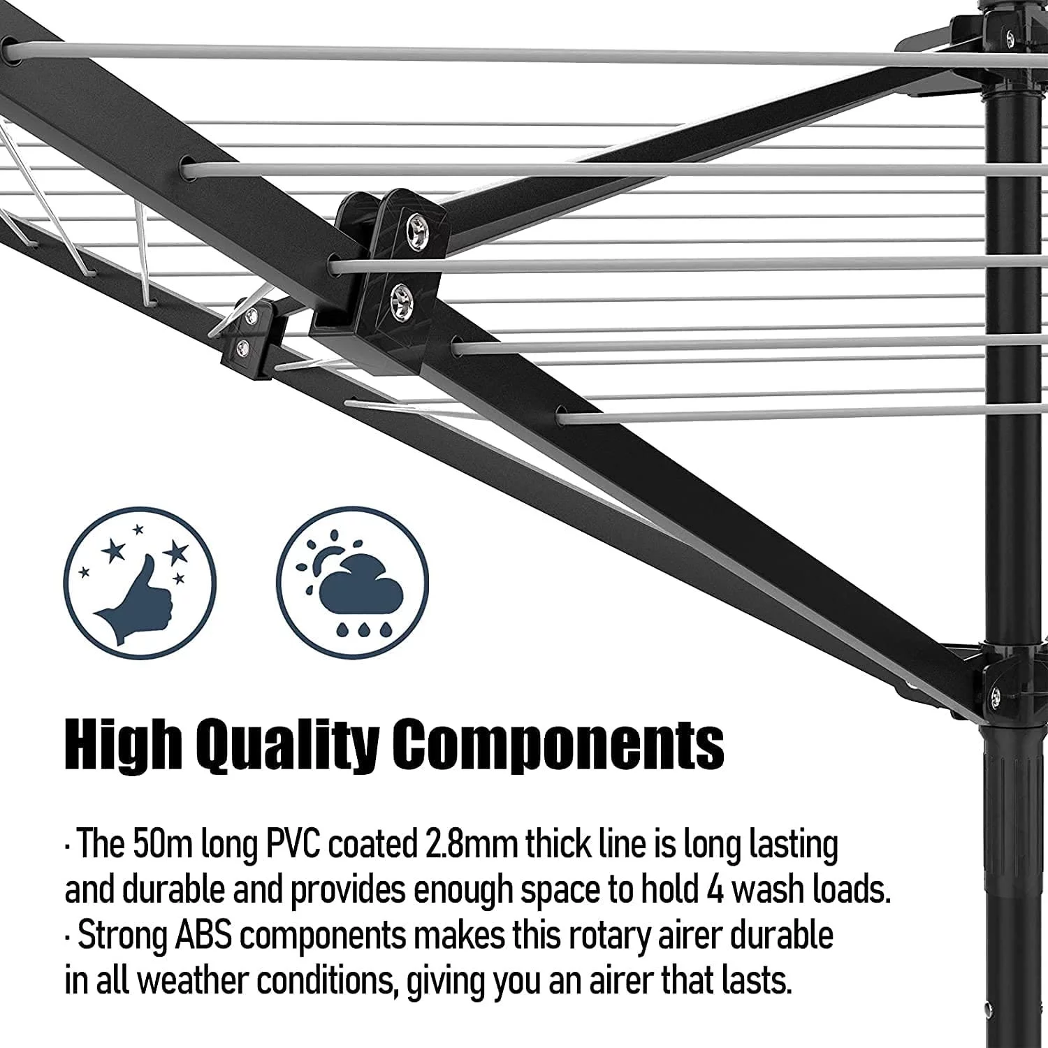 tonchean Rotary Outdoor Umbrella Drying Rack - Foldable Aluminum 4 Arms Adjustable 70.9