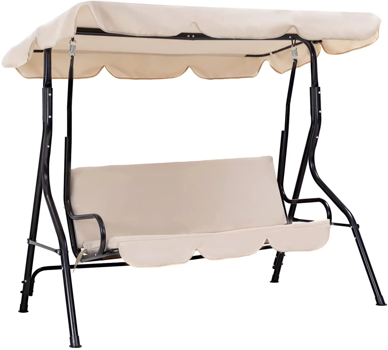FDW New Canopy Porch Swing Glider Hammock Chair,Beige