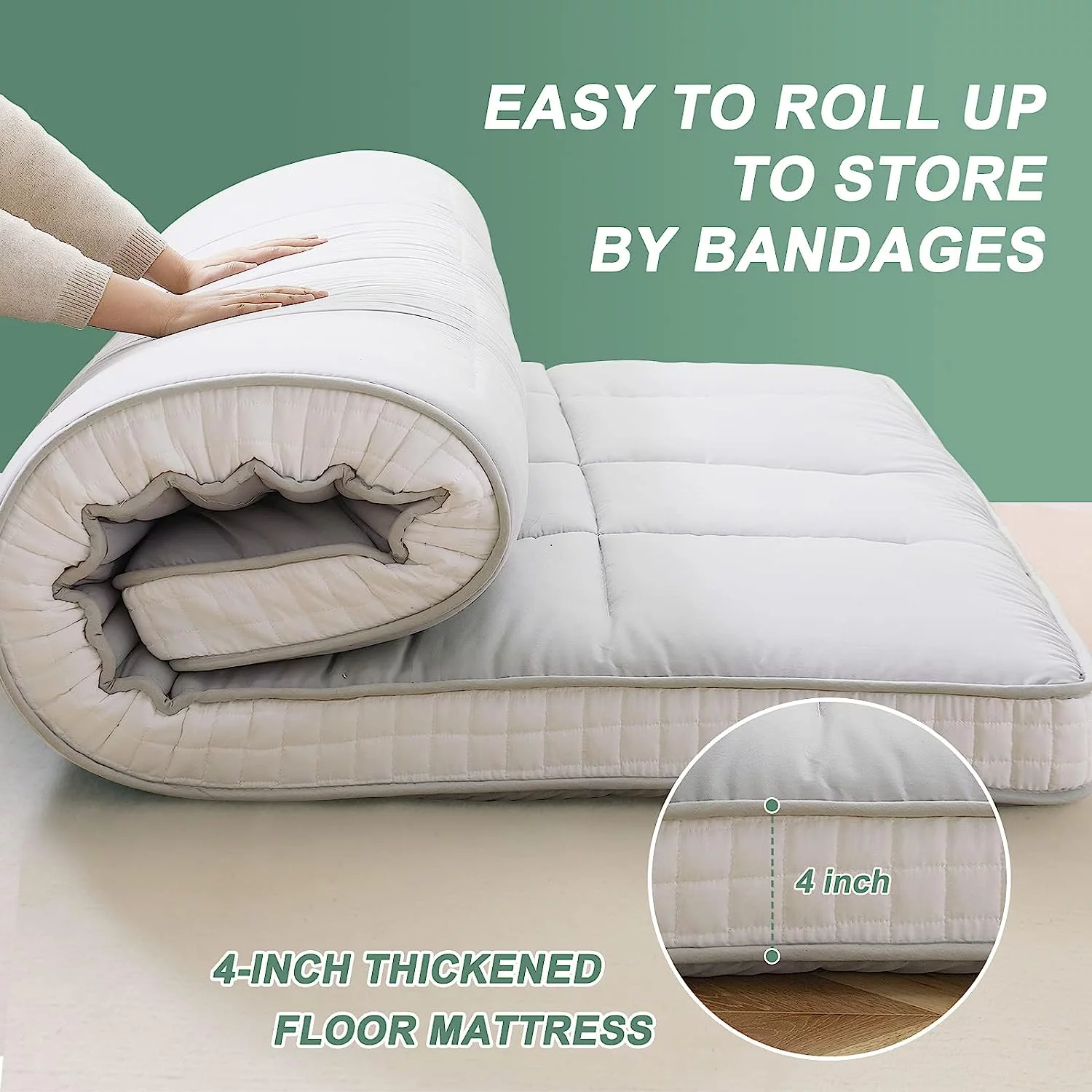 Slsy Japanese Floor Mattress Futon Mattress, Foldable Mattress, Roll Up Mattress Sleeping Tatami Mat Floor Lounger Guest Bed,Twin Full Queen