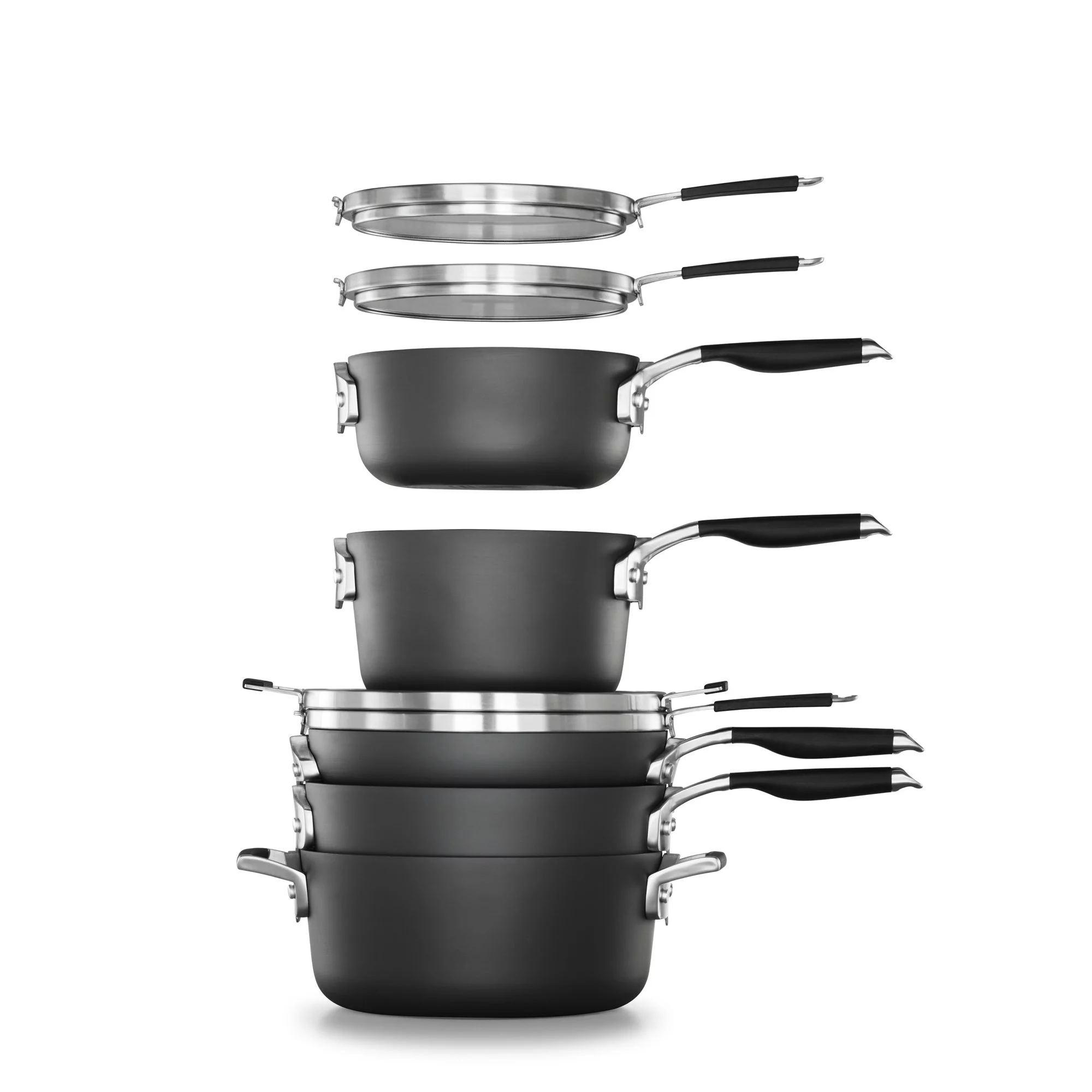 Select by Calphalon Space-Saving Hard Anodized Nonstick Pots and Pans, 14-Piece Cookware and Utensil Set