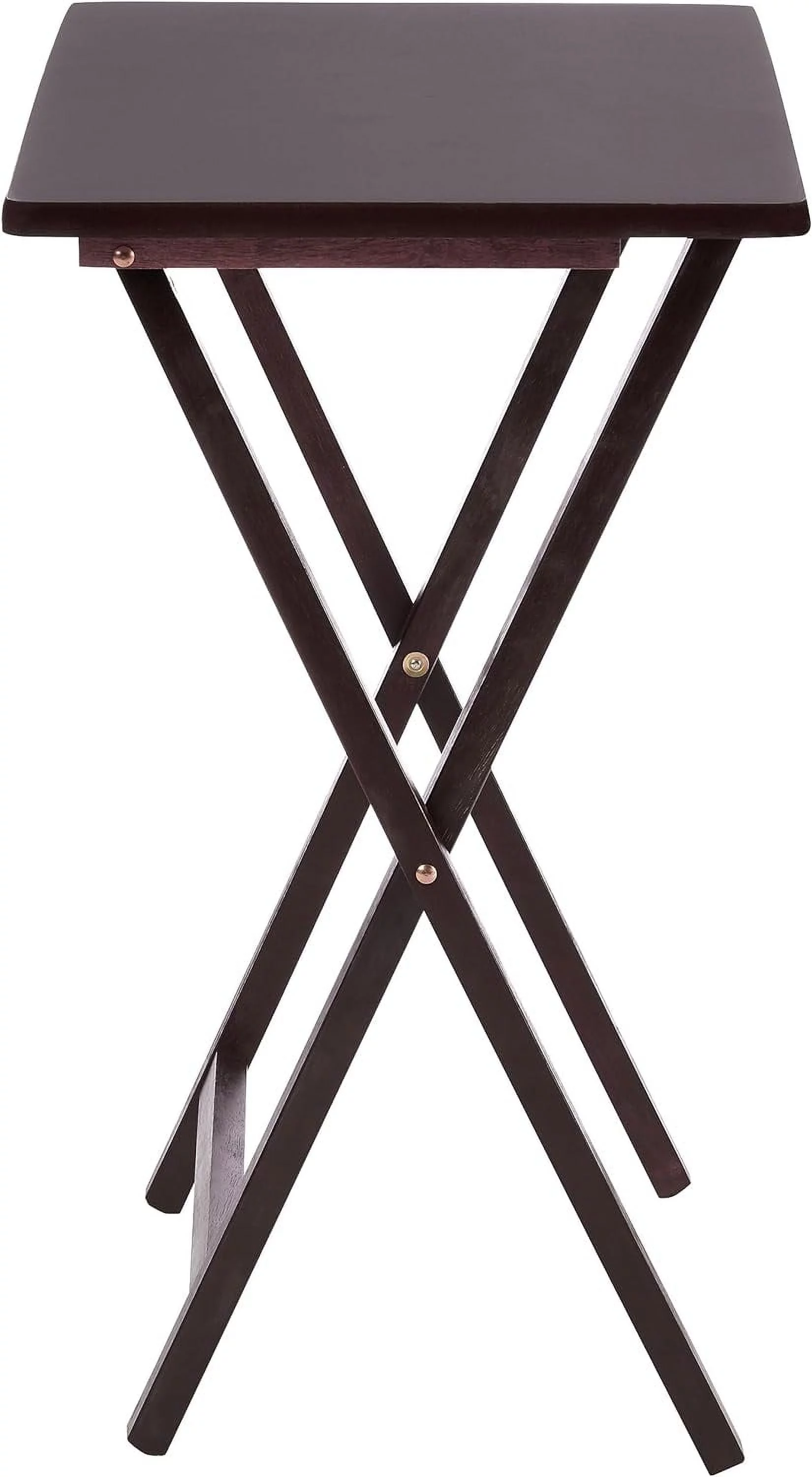 Mainstays Indoor Single Folding TV Tray Table Set of 2 in Walnut L19 x W15 x H26inches.