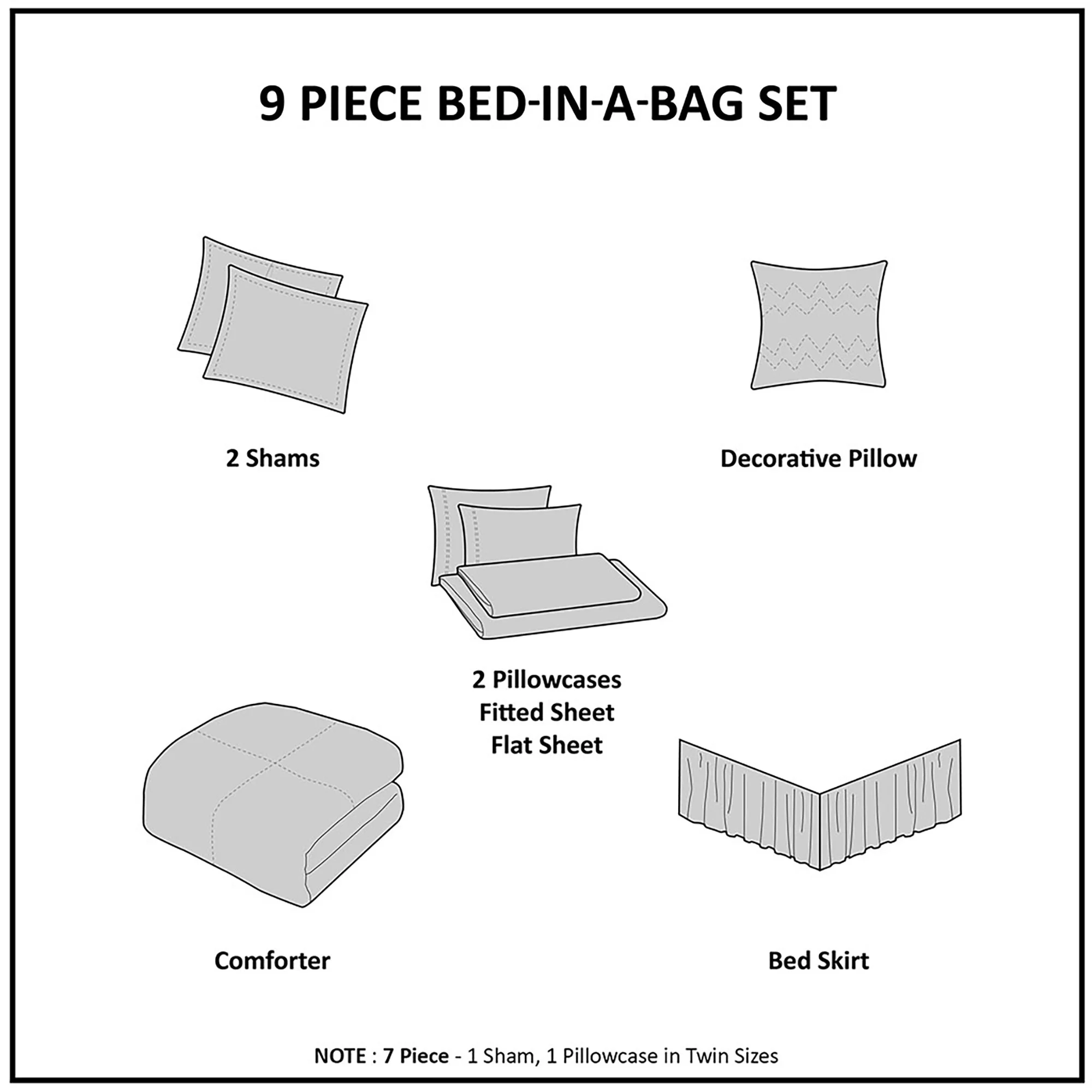 Home Essence Nepal Bed in a Bag Comforter Bedding Set, Orange, Twin-XL