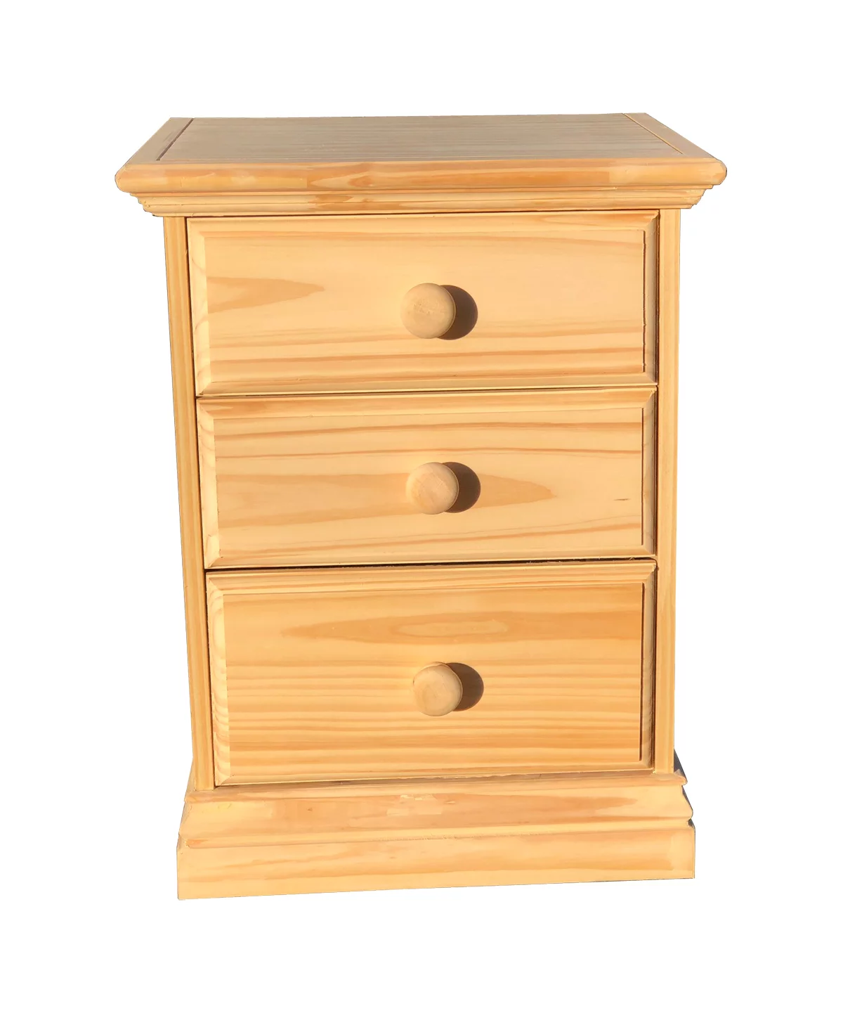 3 Drawers Arizona Nightstand Solid Pine Wood Fully Assembled Wooden Bedside Table