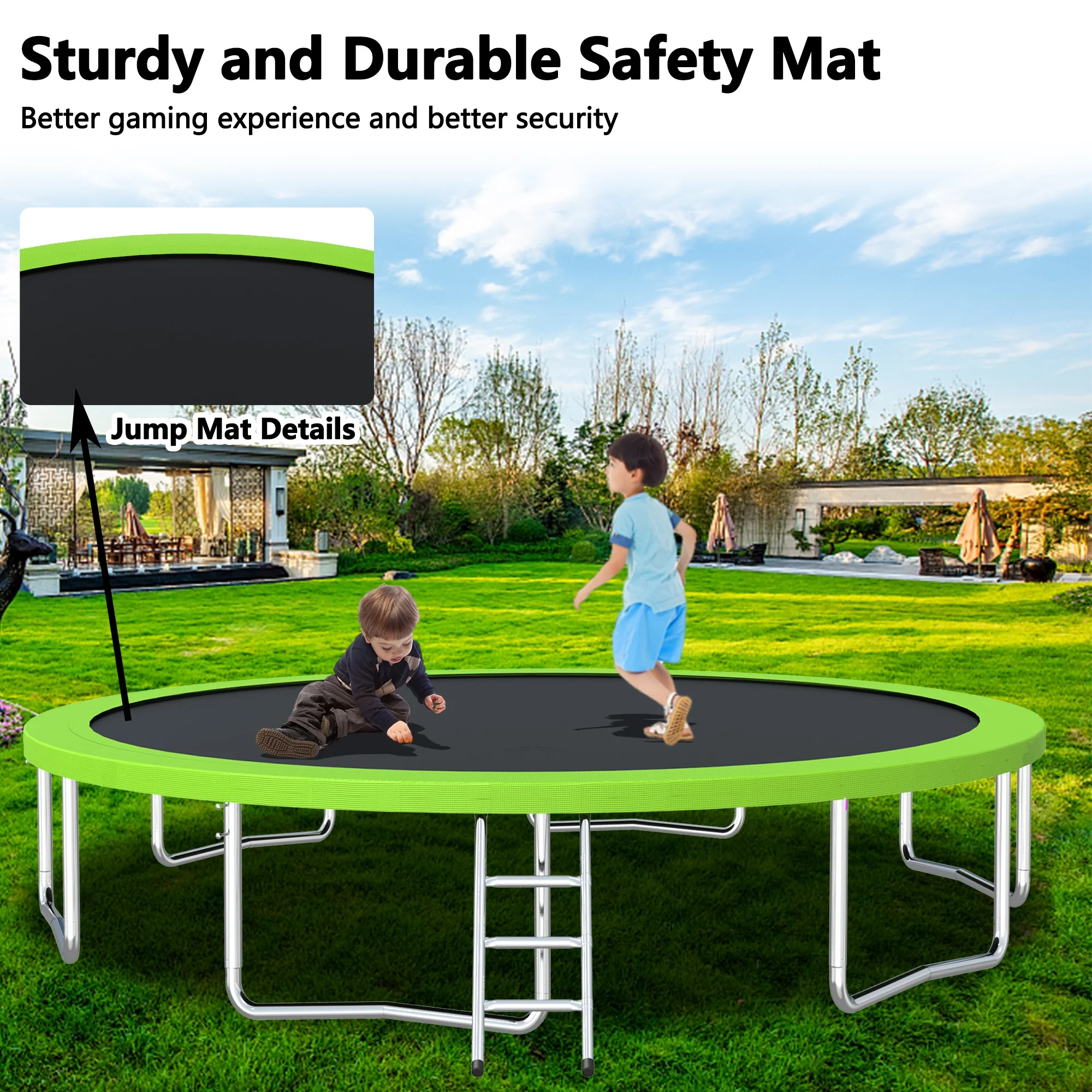 EUROCO 1300LB 15FT Trampoline for Adults and Kids, Trampoline with Enclosure ,Ladder,Basketball Hoop,Heavy Duty Recreational Trampoline Capacity for 7-8 Kids