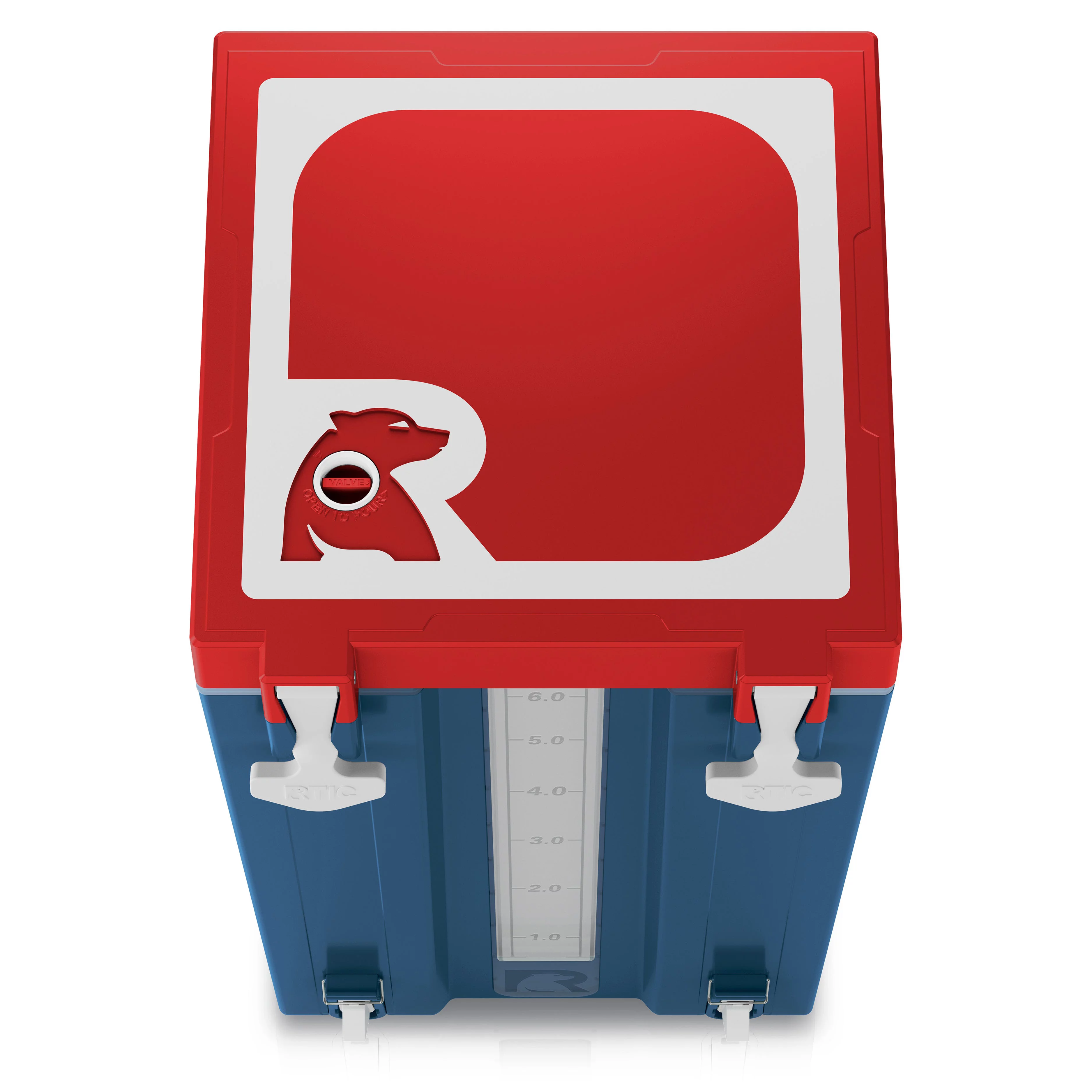 RTIC Halftime Water Cooler 6 Gallon Portable Carrier Container, Drink Beverage Dispenser, Stackable with 2 Taps, Bottleless, BPA-Free, for Sports, Camping, BBQ, Parties, Picnic, and More, Patriot