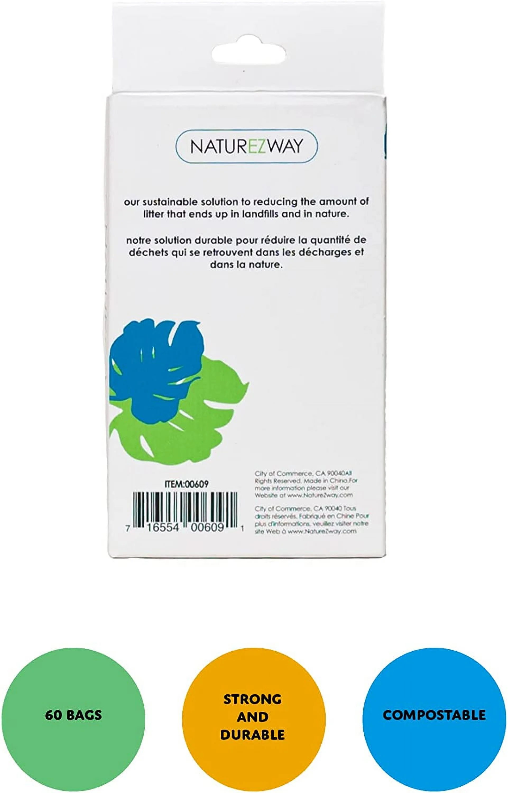 100% Compostable - NatureZway’s 360 Count, 6 Packs of Pet Waste Bags,Unscented, Durable, Leak Proof, Heavy Duty Go Green Keep Your Furry Friend and the Environment Happy 3 lbs