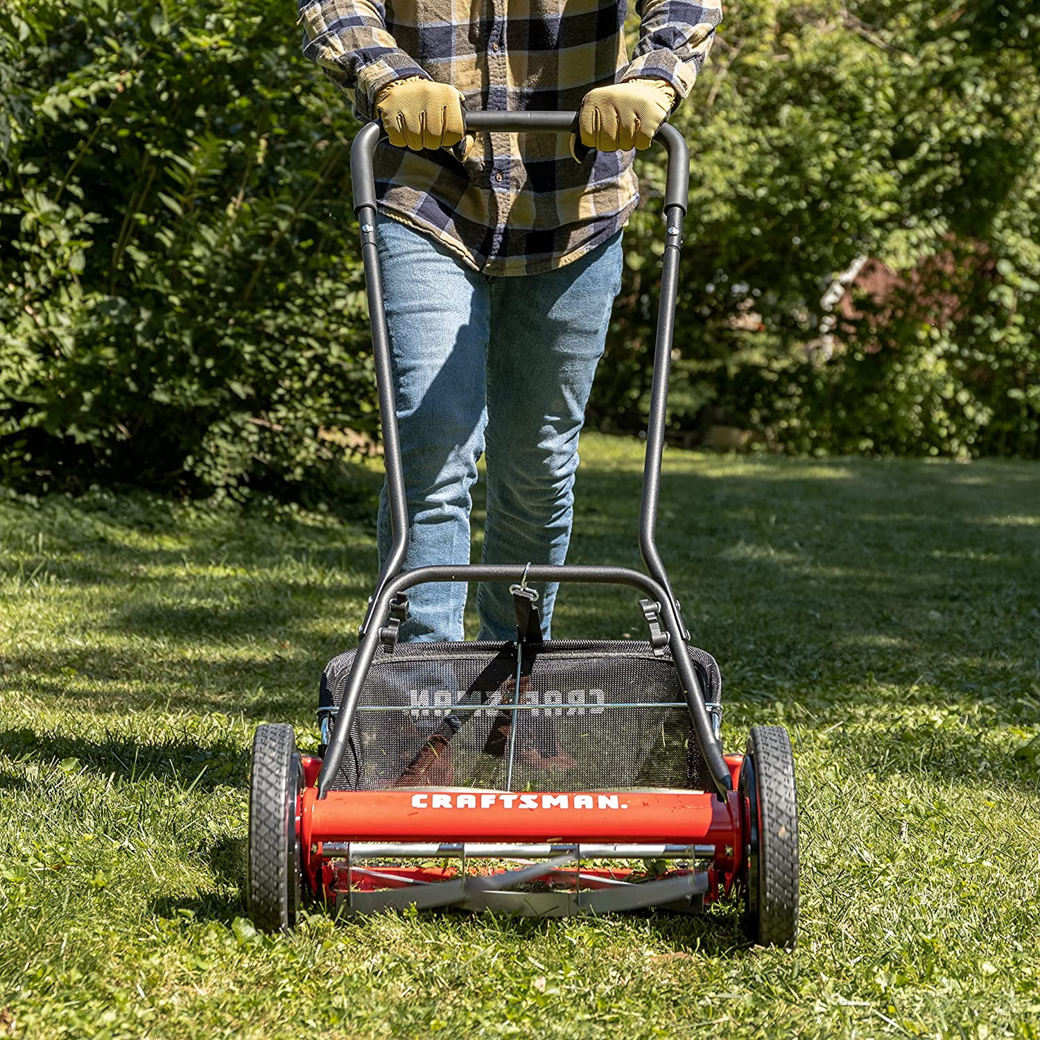 Dina 1816-18CR 18-Inch 5-Blade Push Reel Lawn Mower with Grass Catcher  Red